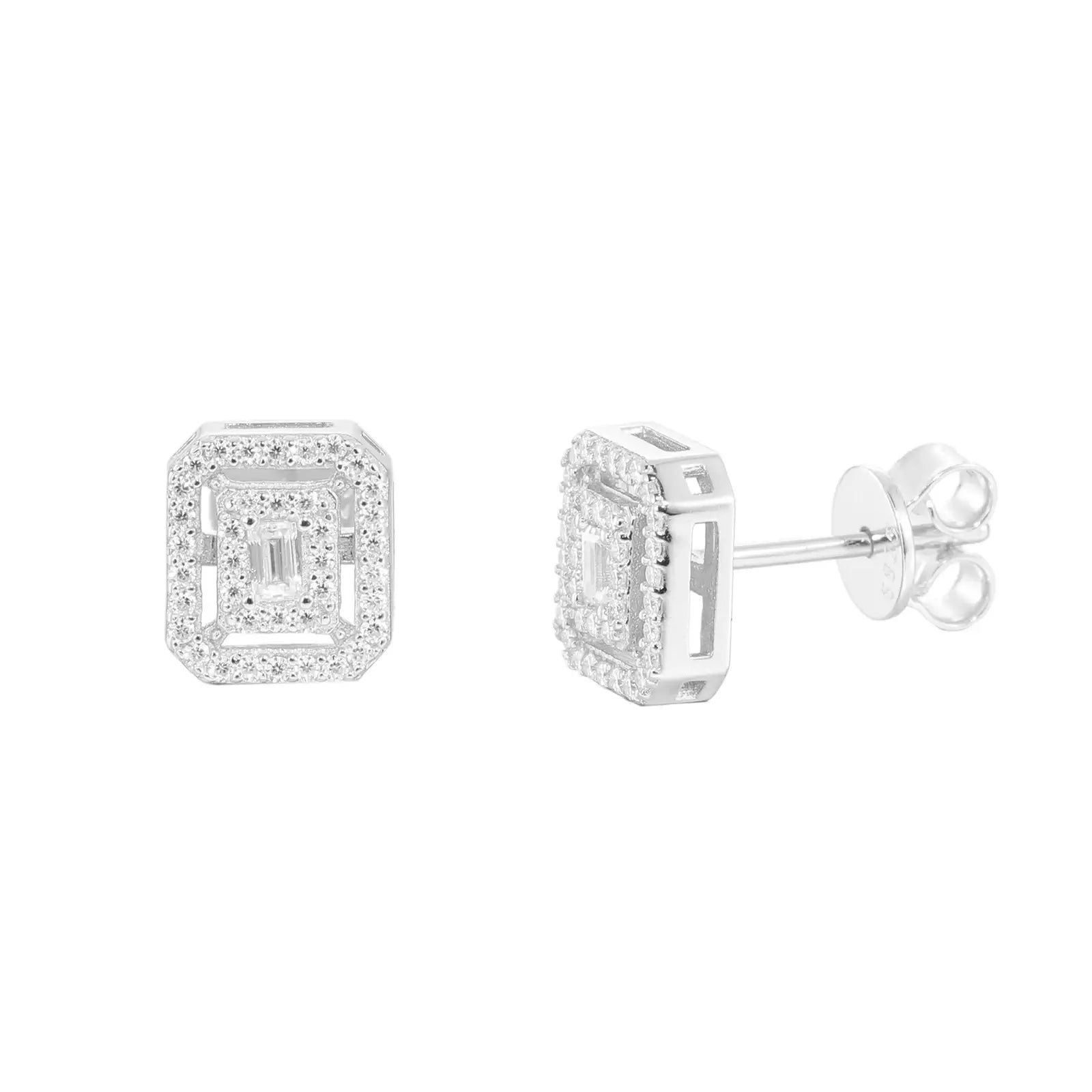 S925 Moissanite Window Stud Earrings