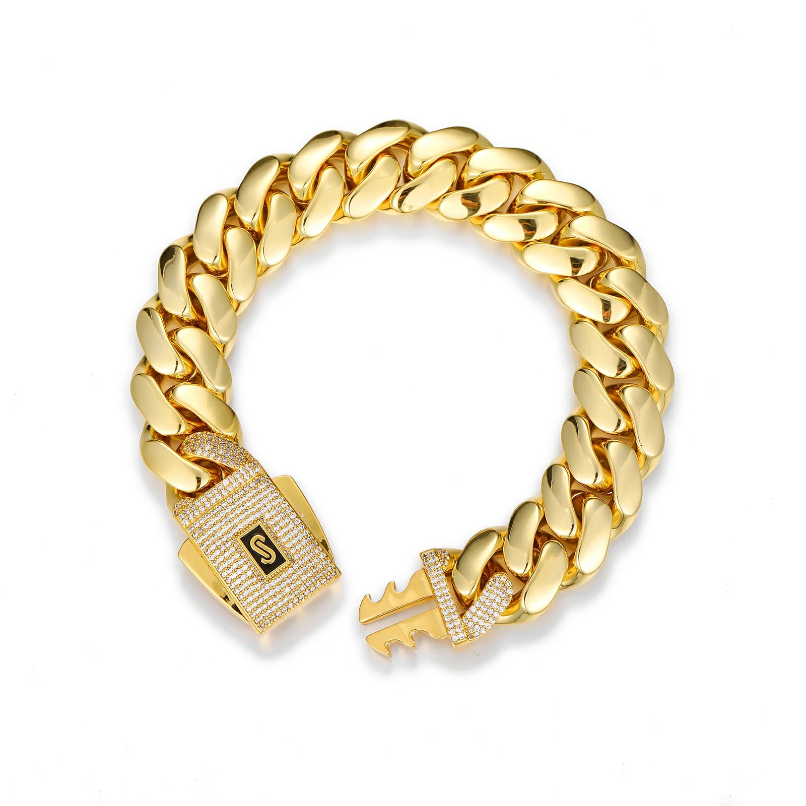 18K Gold Monaco Chain - CLASSIC Pavé Lock
