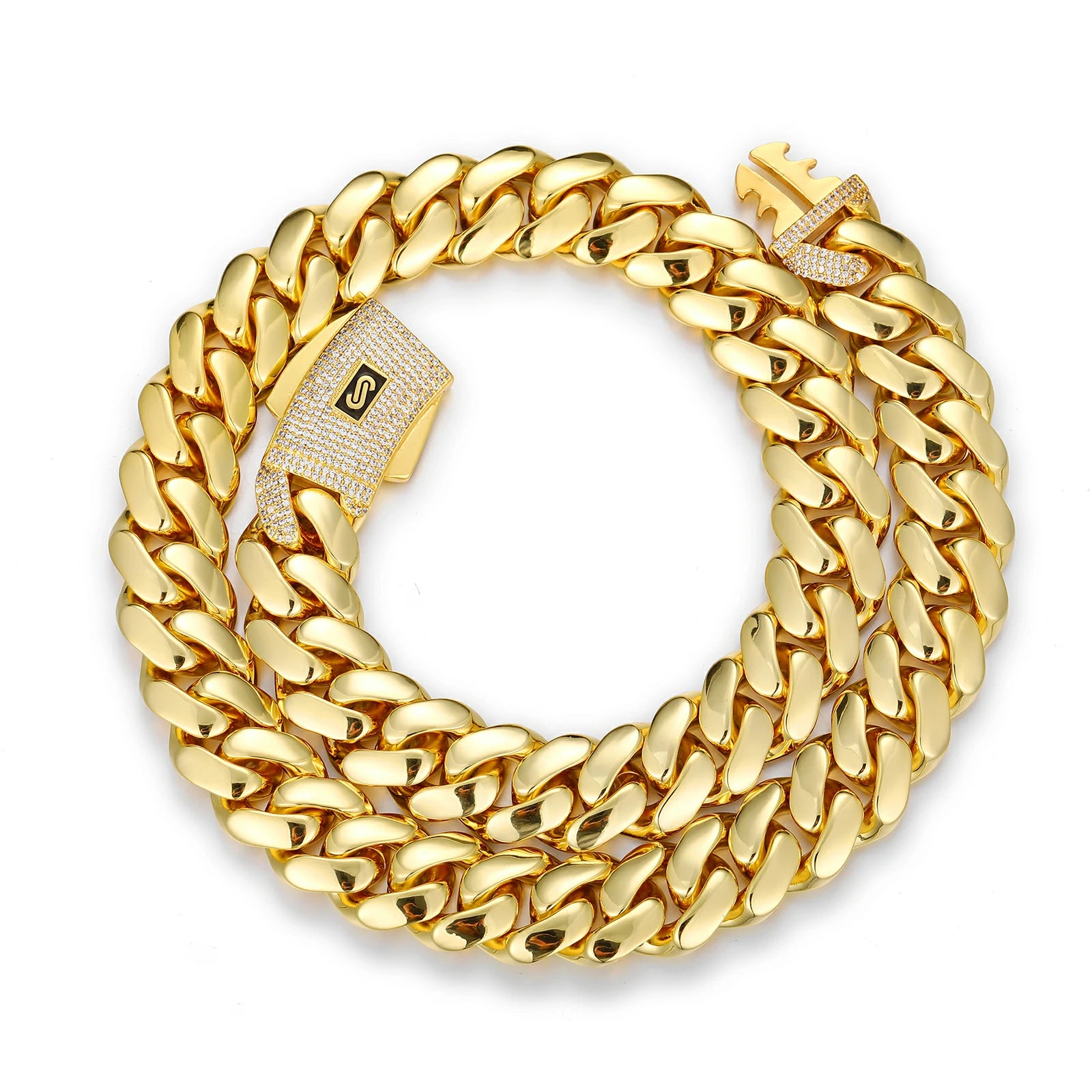 18K Gold Monaco Chain - CLASSIC Pavé Lock