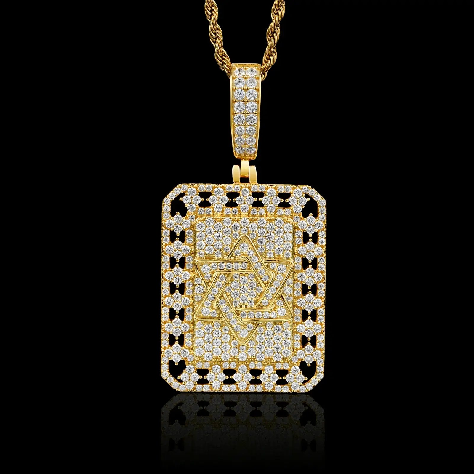 S925 Moissanite Star of David Dog Tag Pendant
