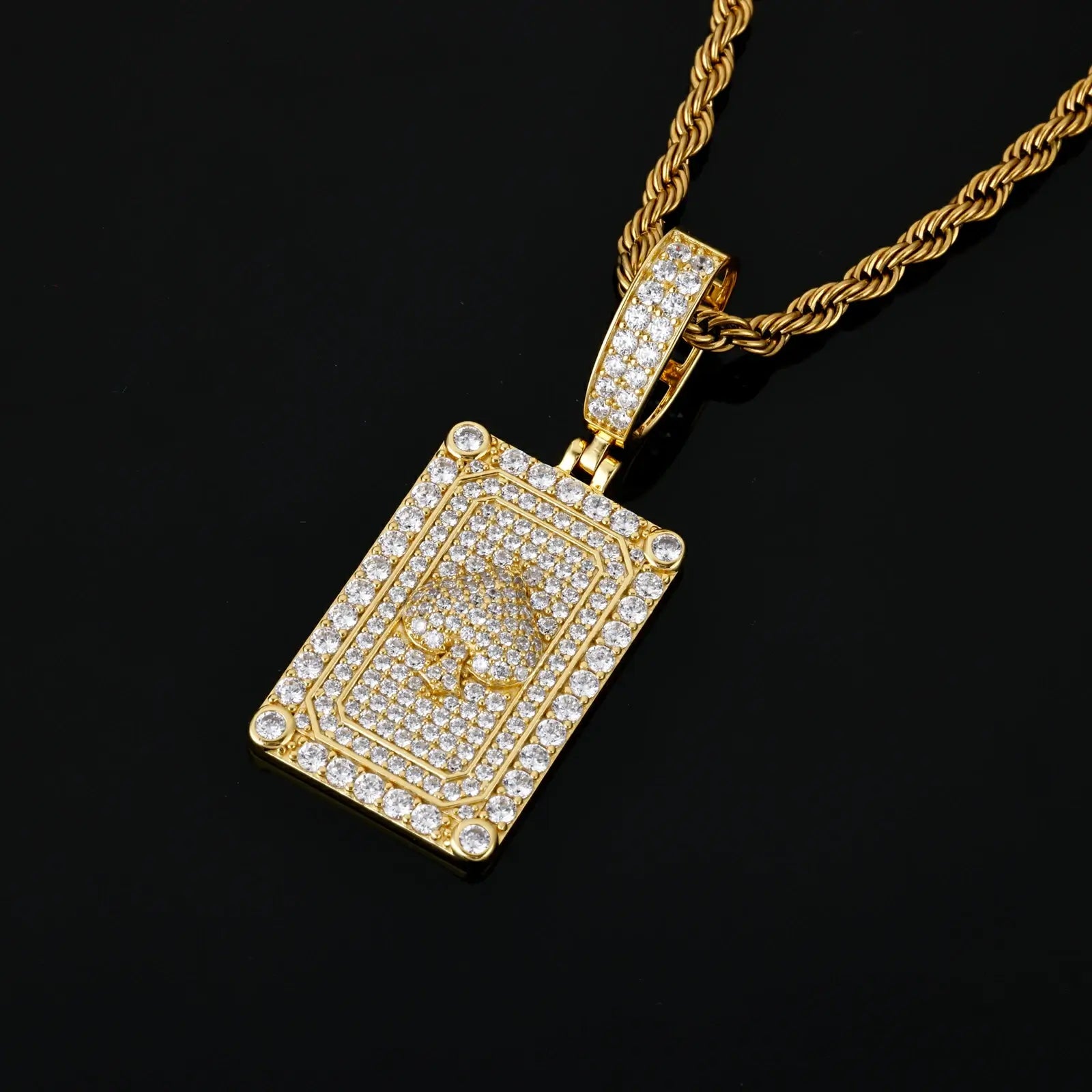 S925 Moisanite Spade Dog Tag Pendant