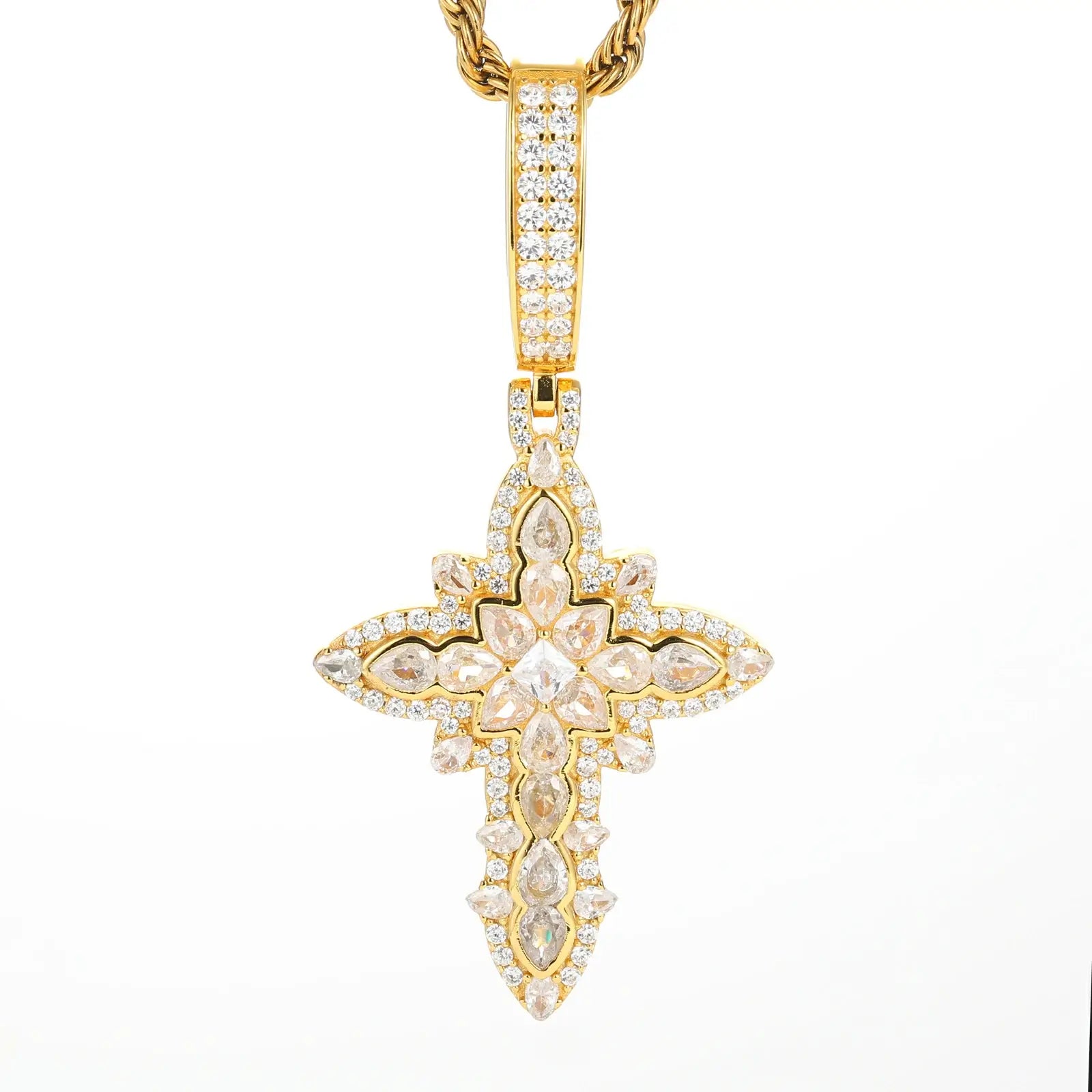 S925 Pear Cut Moissanite Cross Pendant
