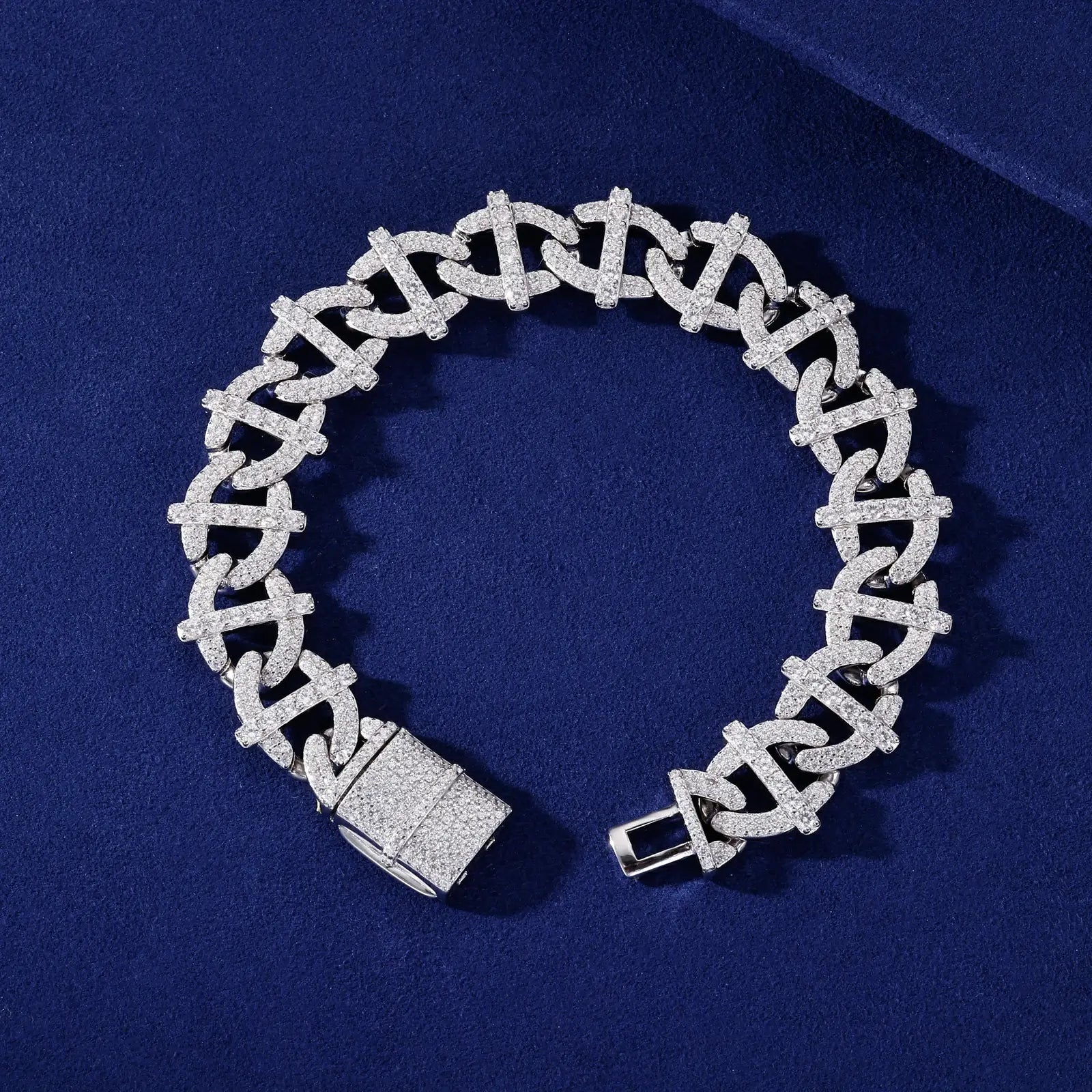 15mm S925 Moissanite Infinity Cuban Link Bracelet
