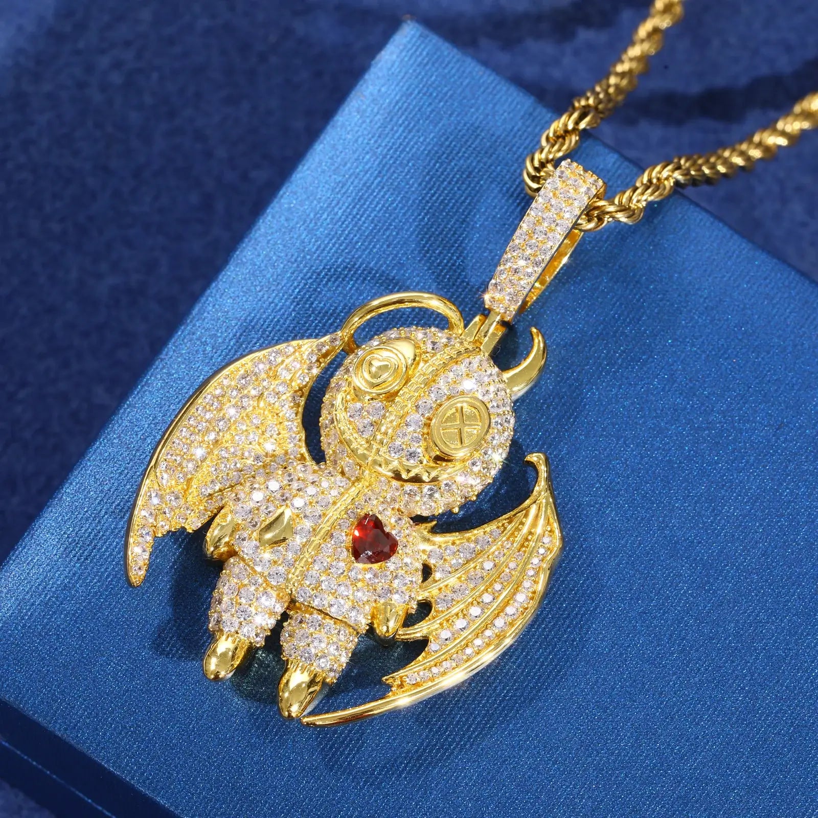 S925 Moissanite Angels and Demons Pendant