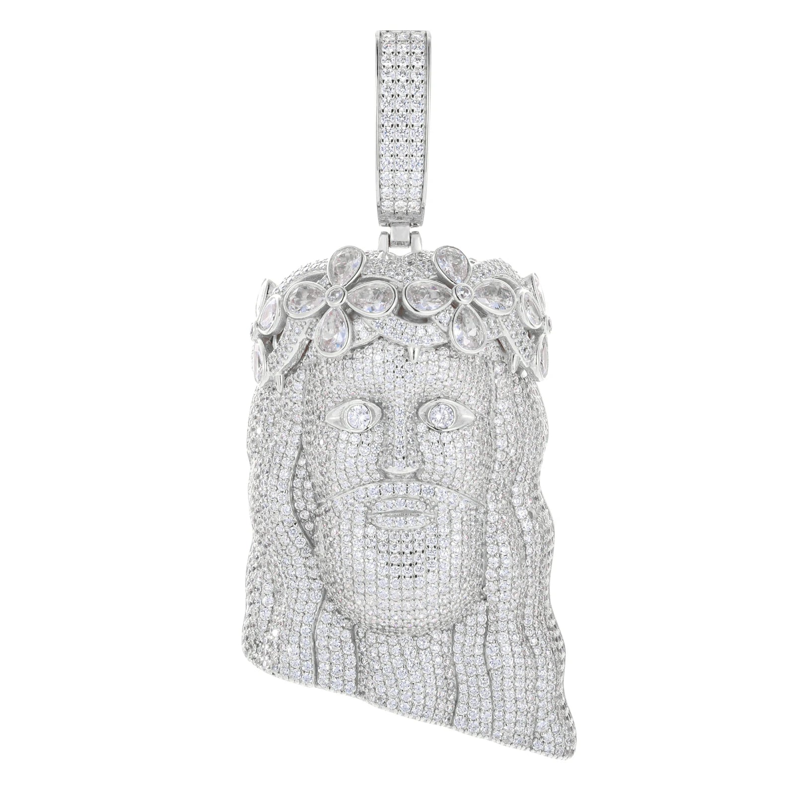 S925 Moissanite Flower Jesus Piece Pendant