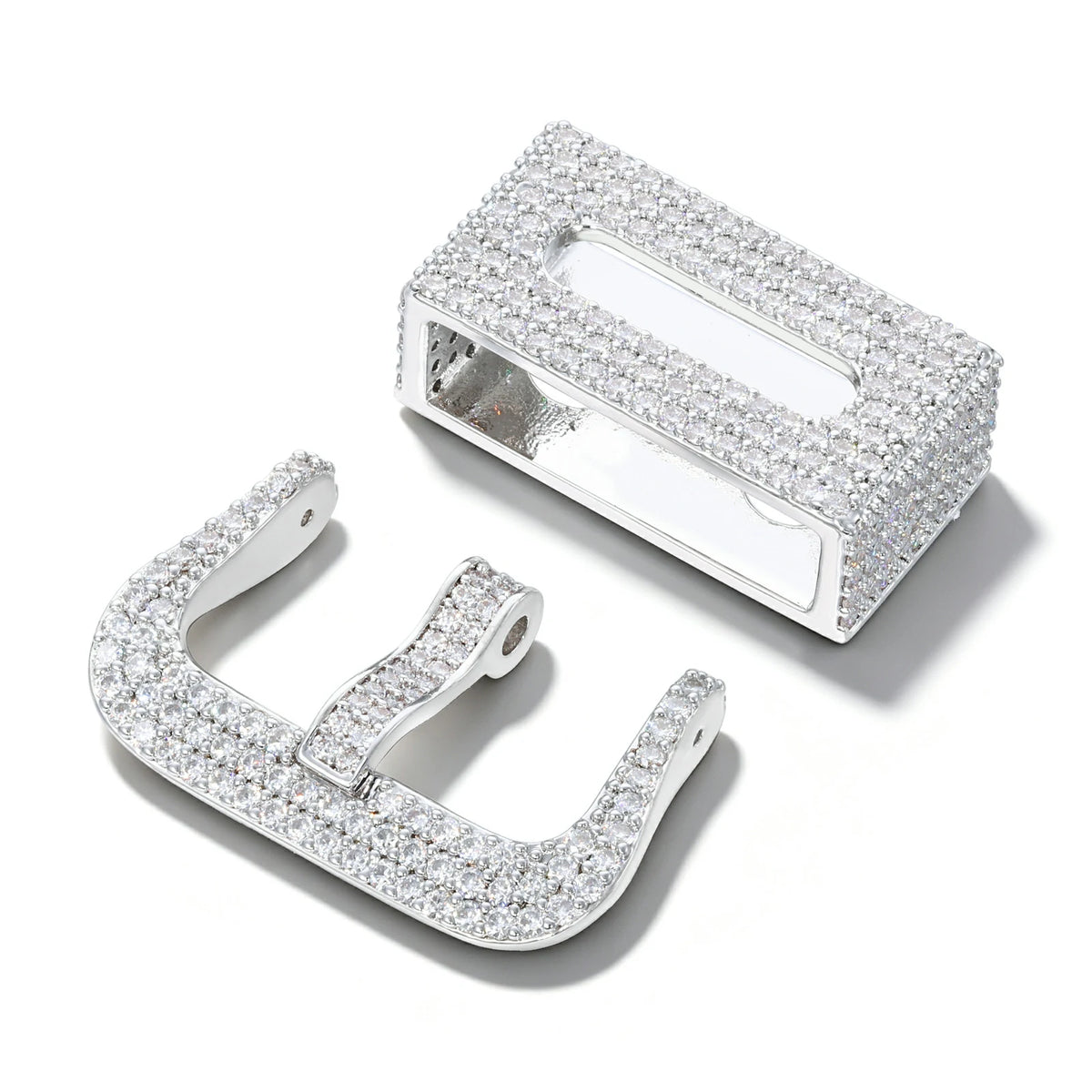 Moissanite Watch Strap Keeper and Buckle Clasp Set for GA2100/DW6900/DW5600/GM2100