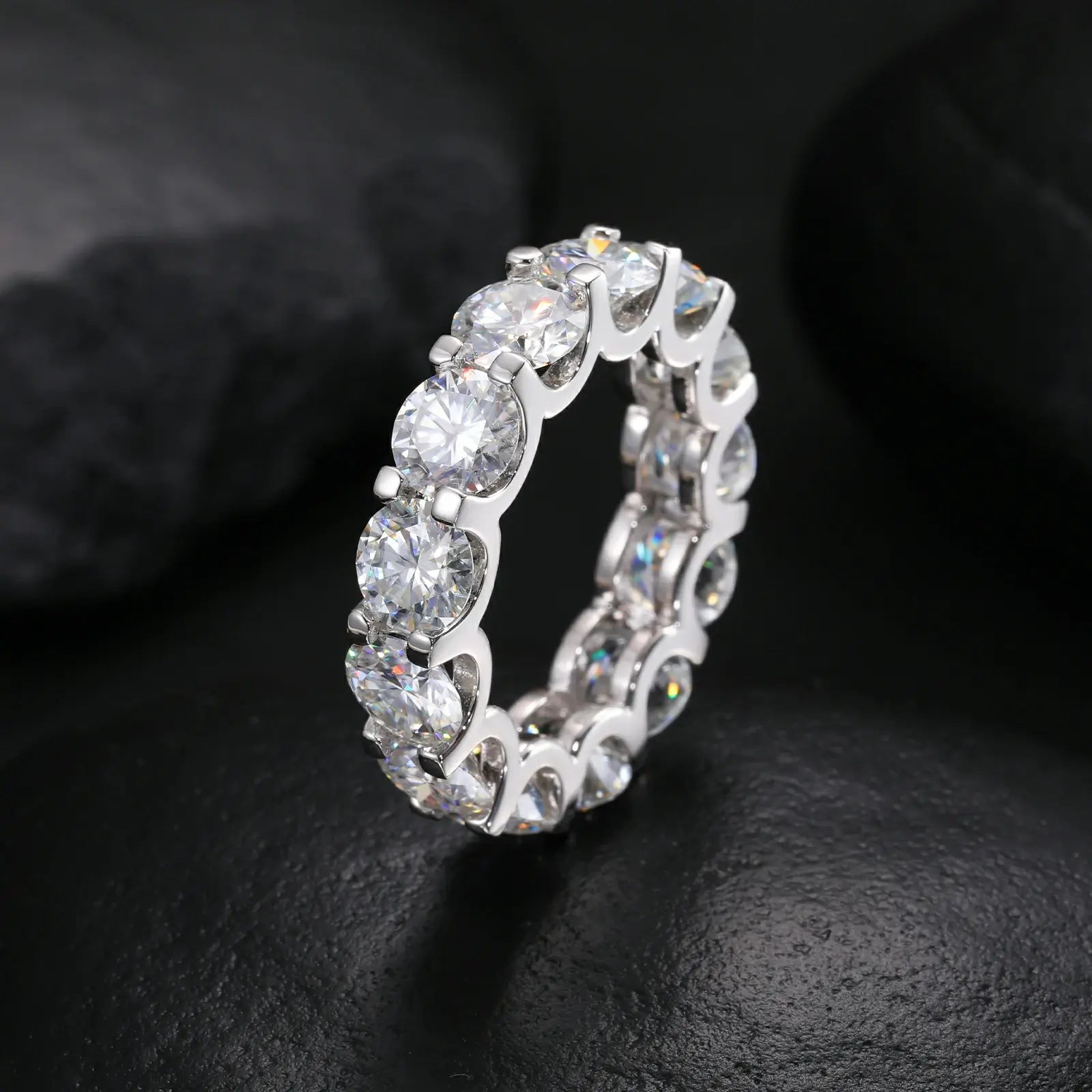 6.5mm S925 Moissanite Eternity Engagement Ring