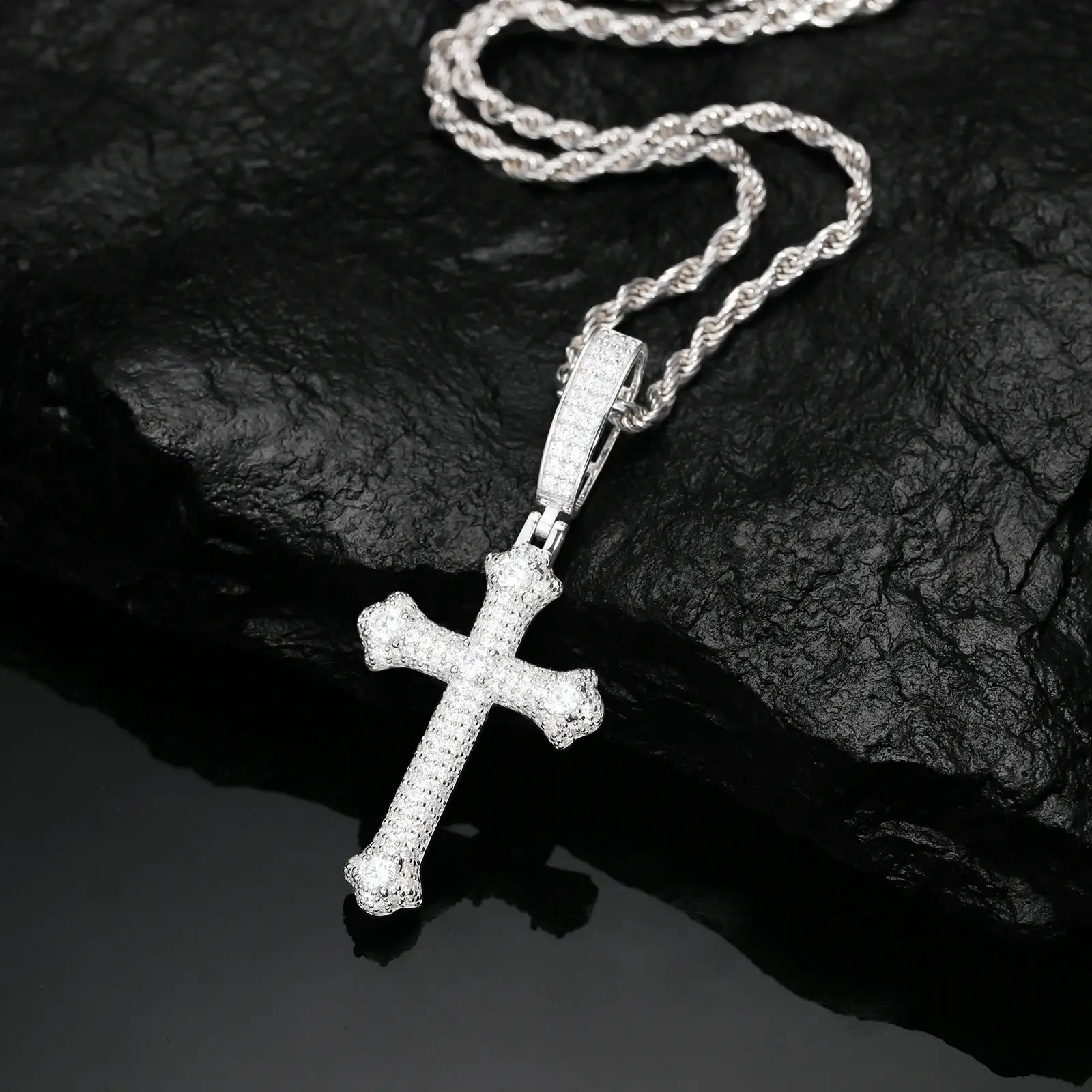 S925 Moissanite Latin Cross Pendant