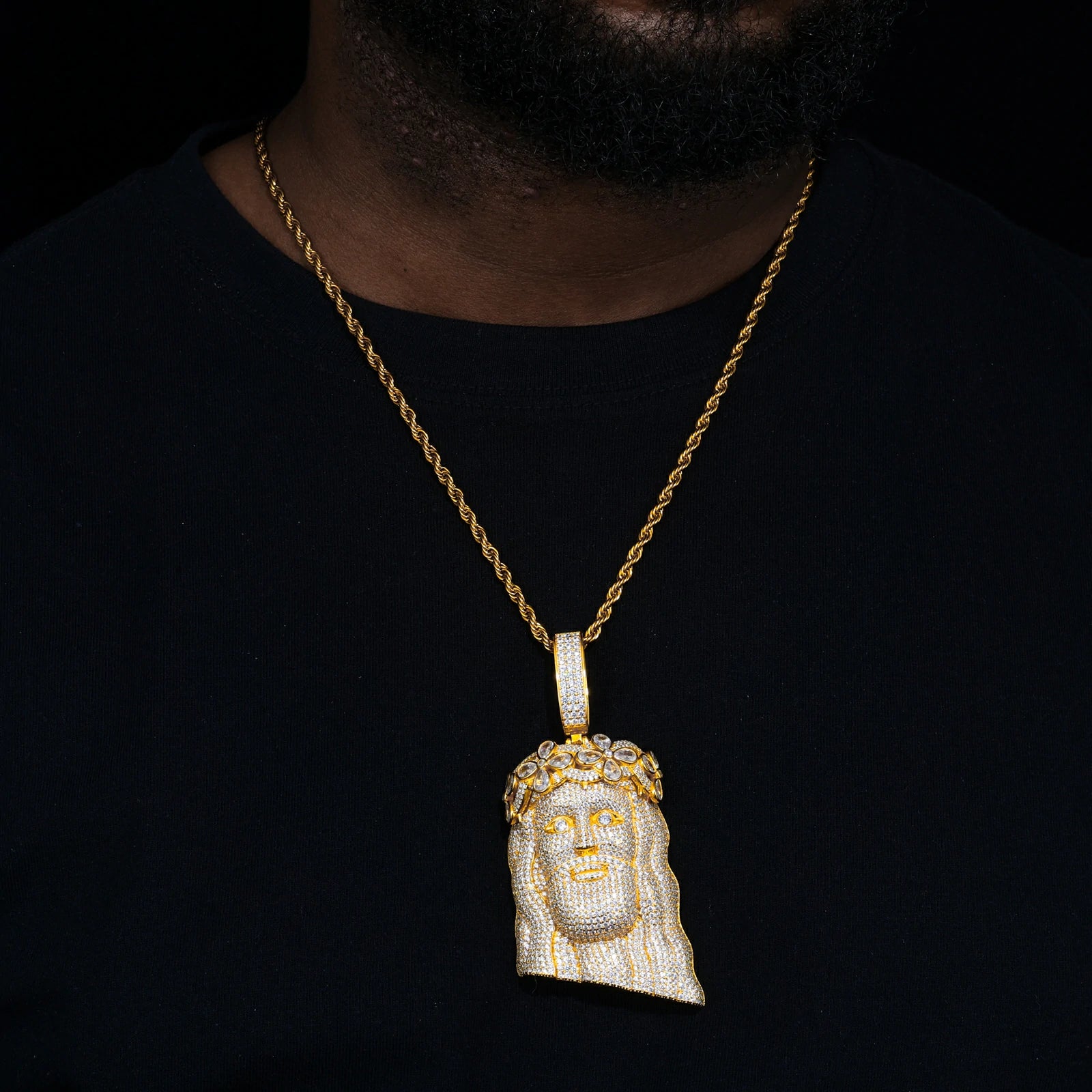 S925 Moissanite Flower Jesus Piece Pendant