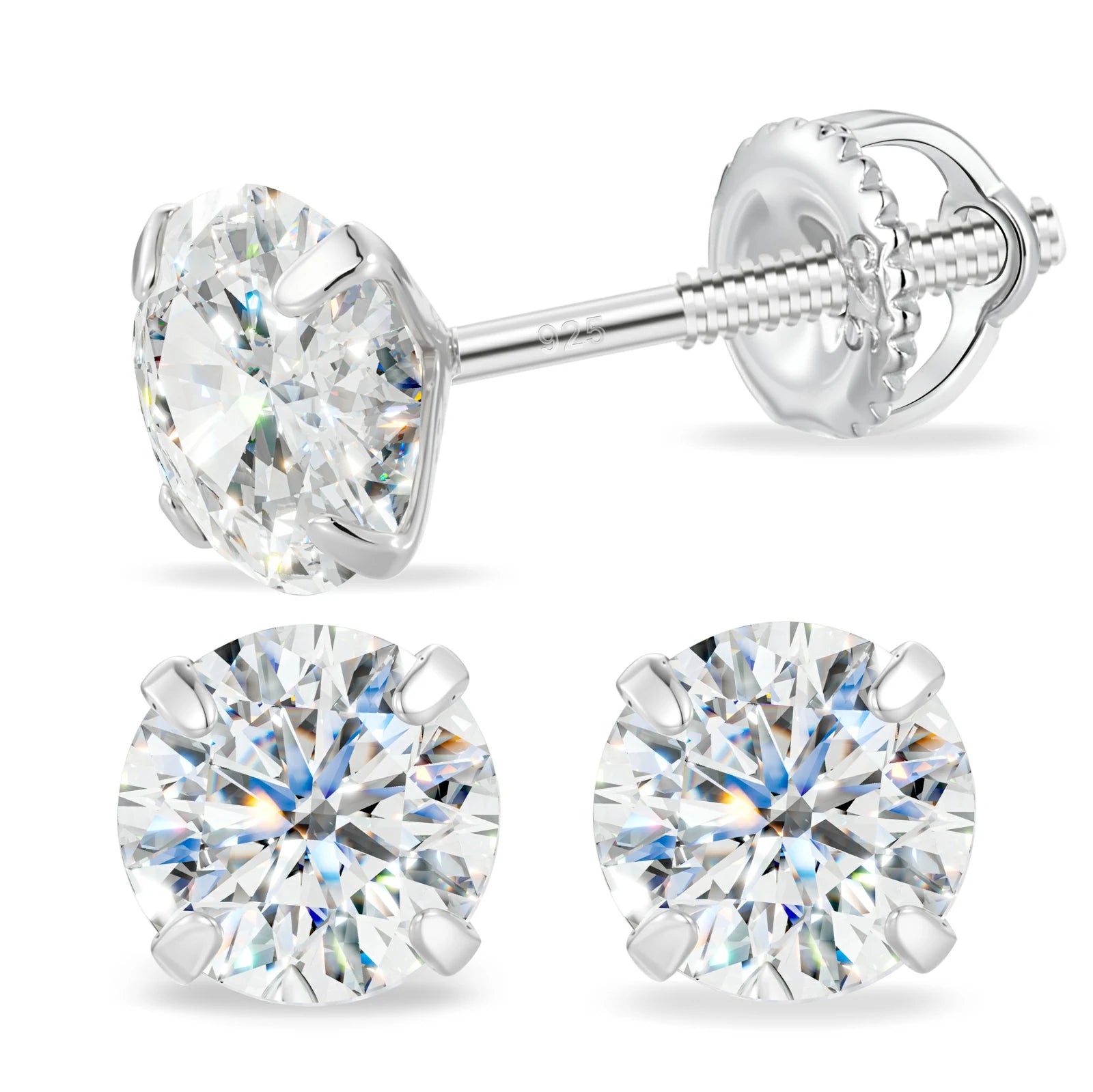 ( Lightweight Version) S925 Moissanite Solitaire Stud Earrings