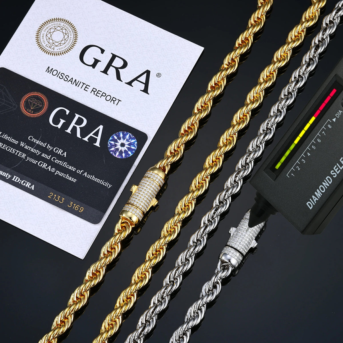 6mm 8mm 316L Moissanite Rope Chain