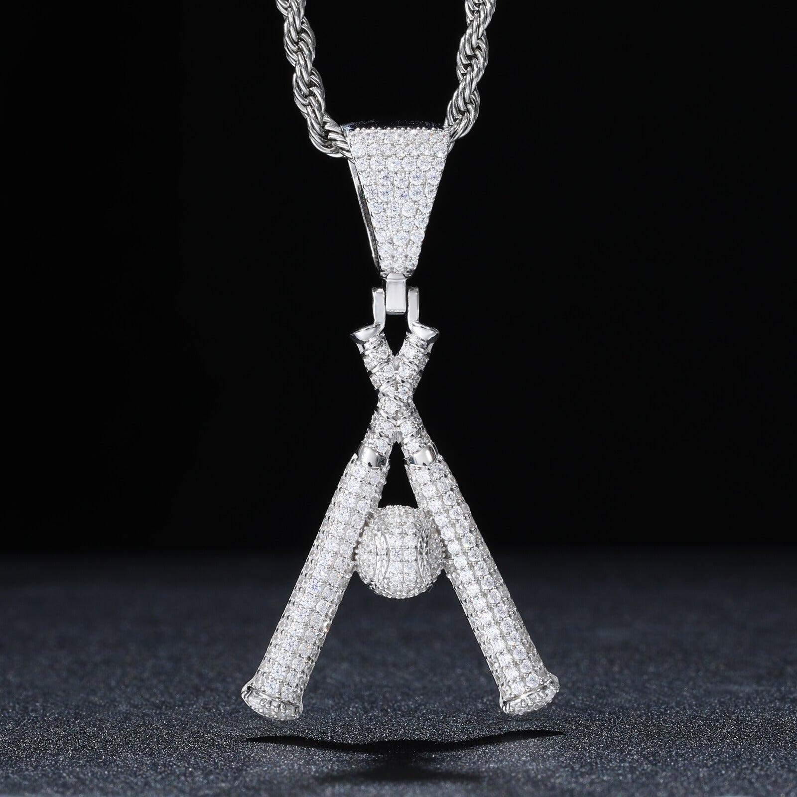 S925 Moissanite Silver Slugger Pendant