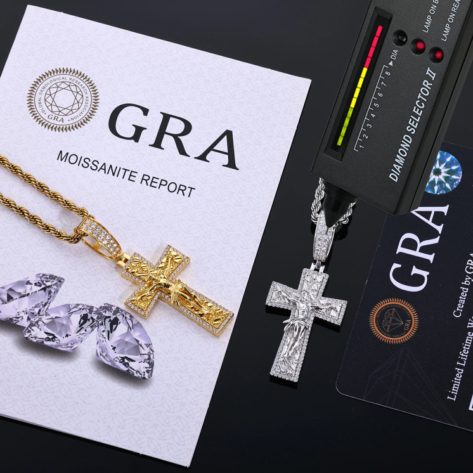S925 Moissanite Gold Nugget Jesus Crucifix Pendant