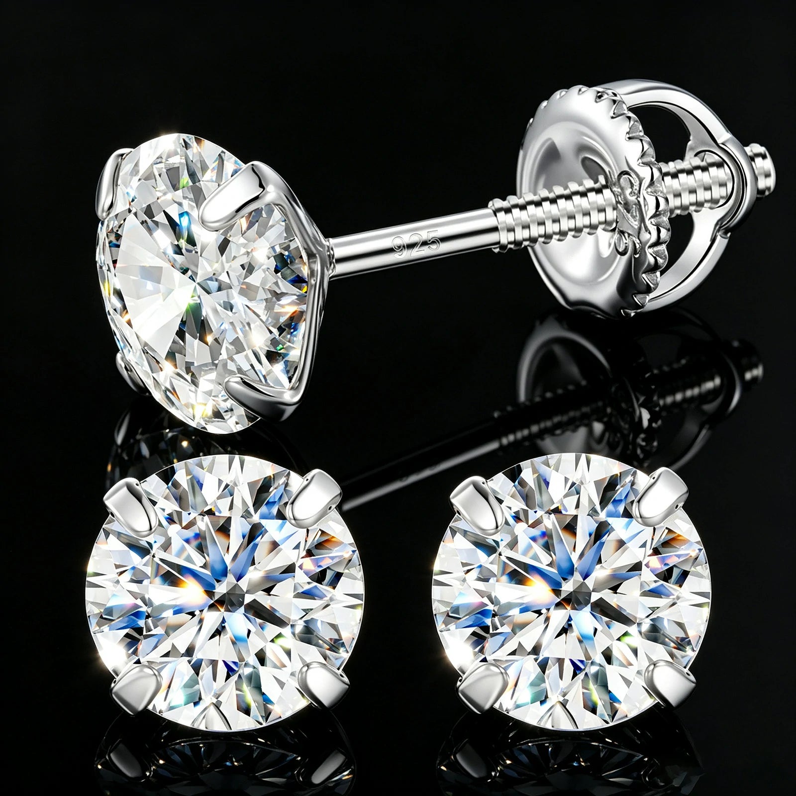 ( Lightweight Version) S925 Moissanite Solitaire Stud Earrings