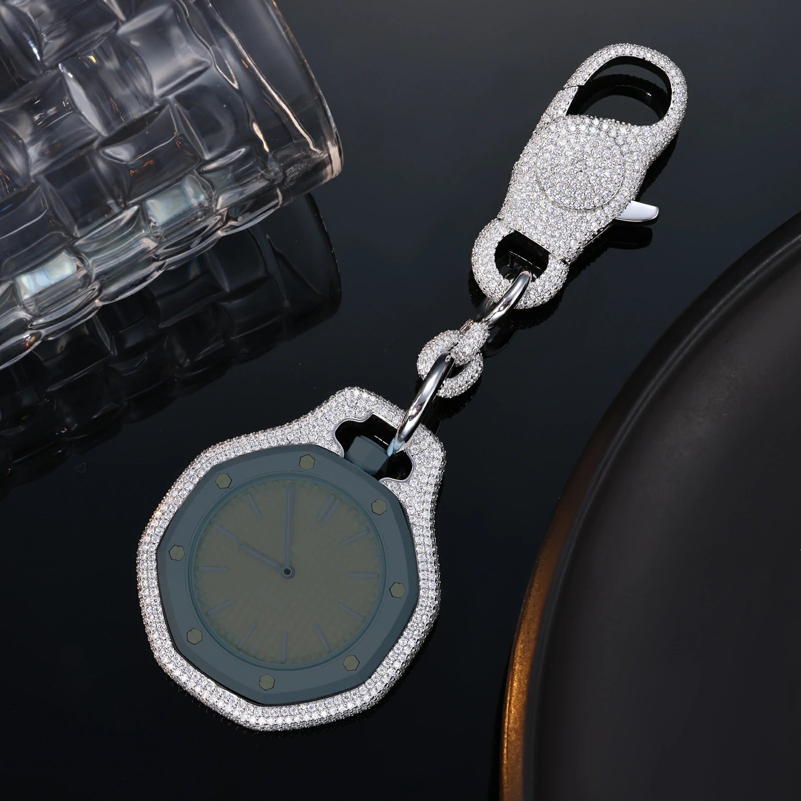 S925 Moissanite Wallet Chain and Watch Bezel Set for Royal Pop