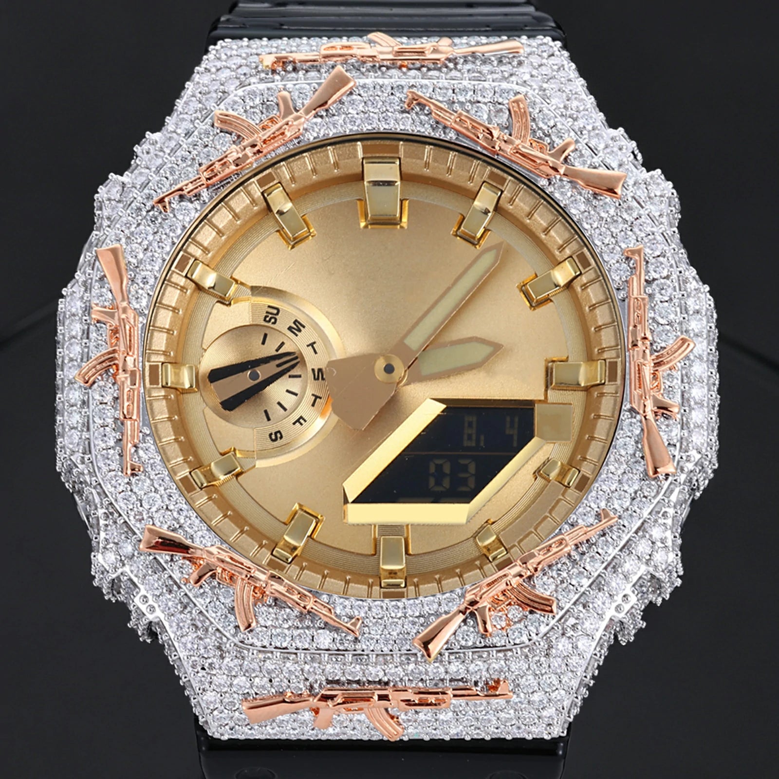 S925 Moissanite AK 47 Watch Bezel for GA2100 Series