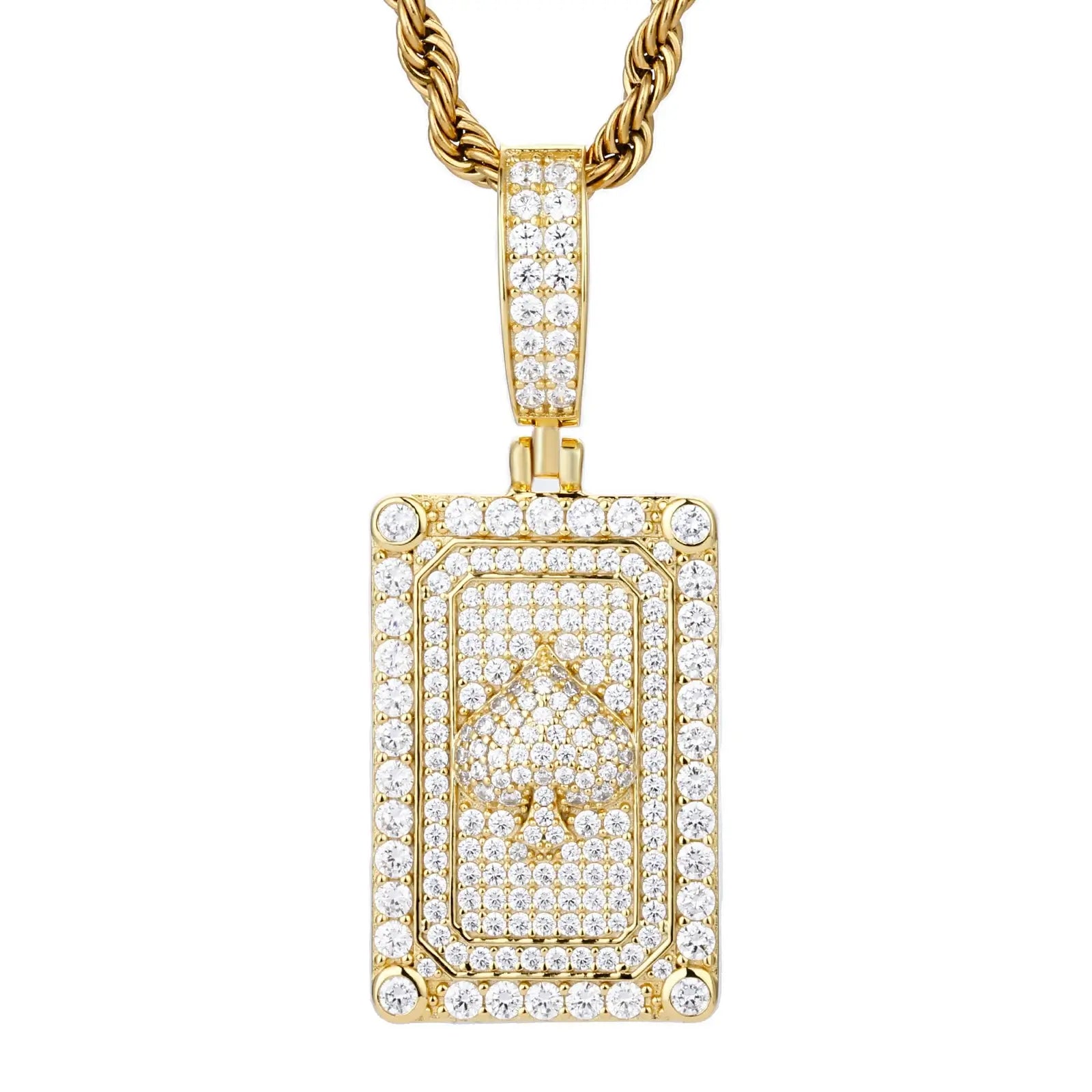 S925 Moisanite Spade Dog Tag Pendant