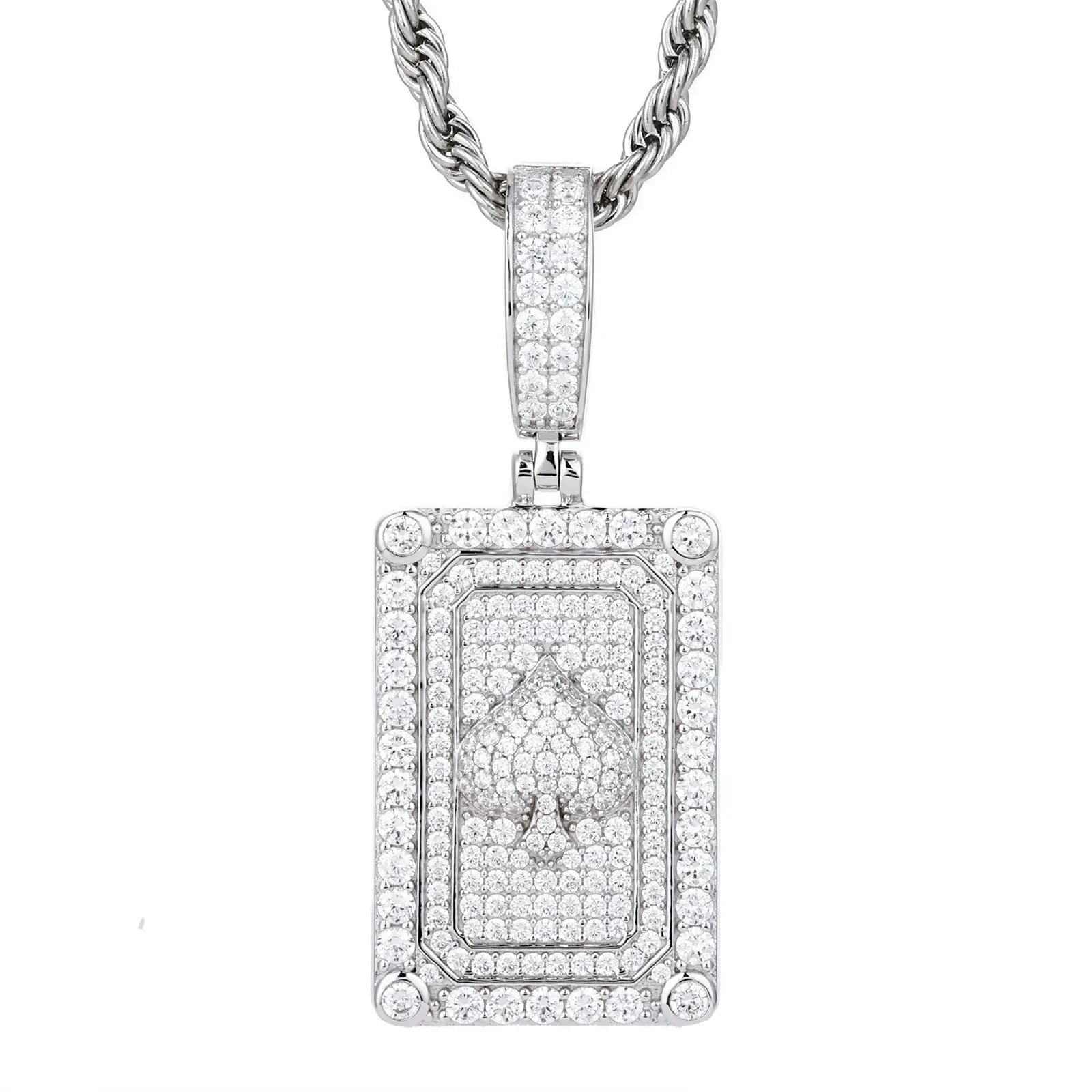S925 Moisanite Spade Dog Tag Pendant