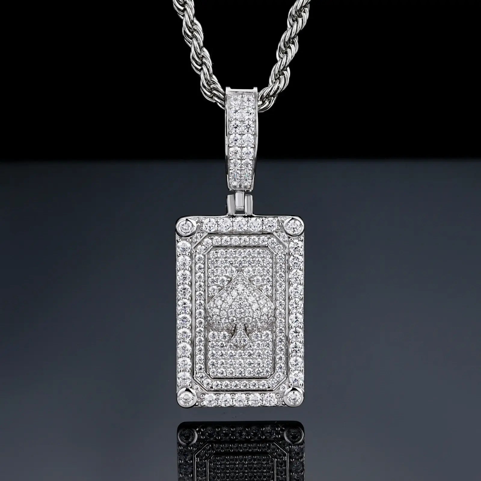 S925 Moisanite Spade Dog Tag Pendant