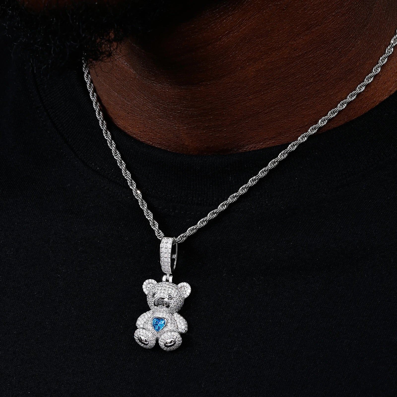 S925 Moissanite Sweetheart Bear Pendant