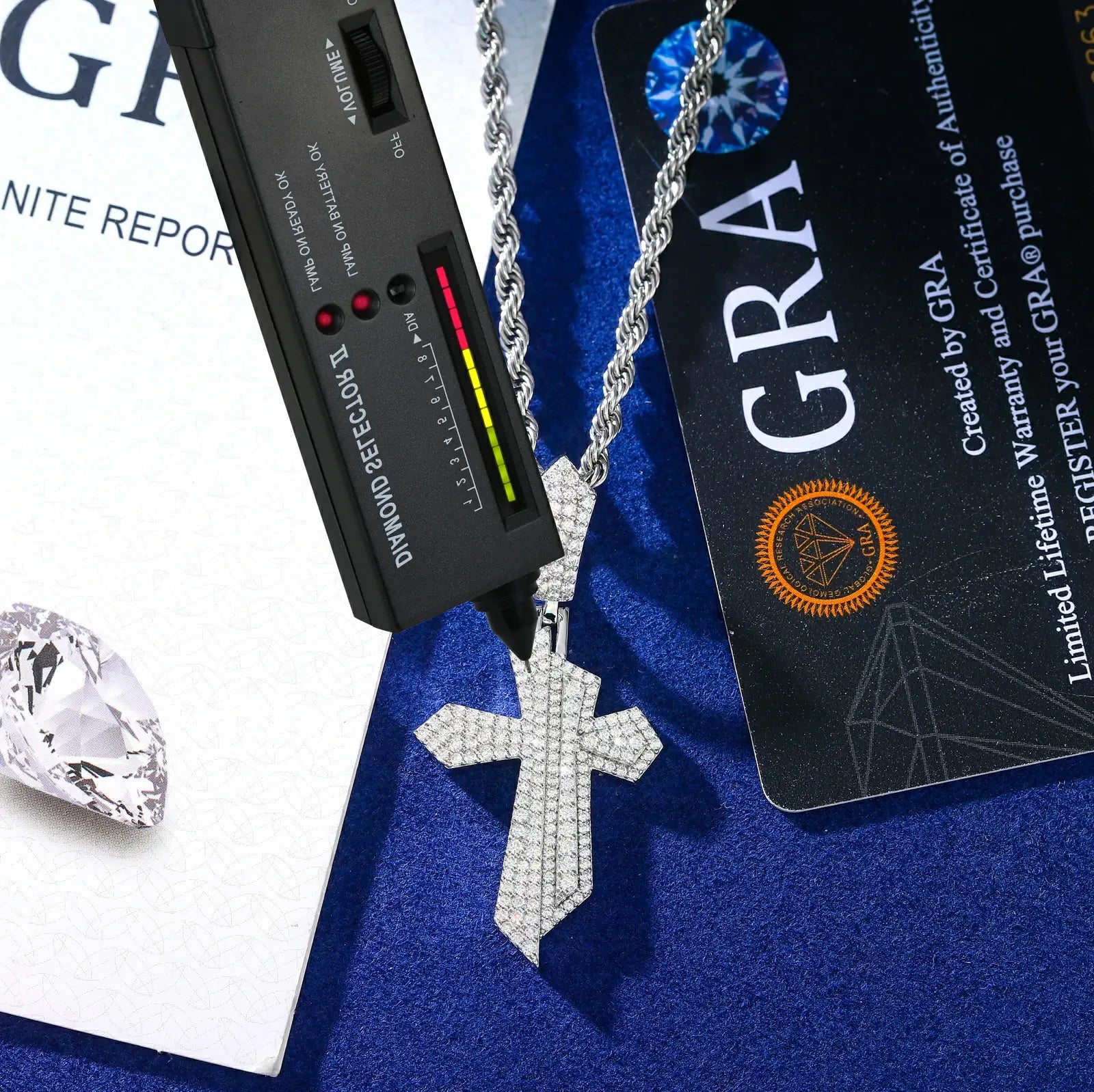 S925 Moissanite Displacement Cross Pendant