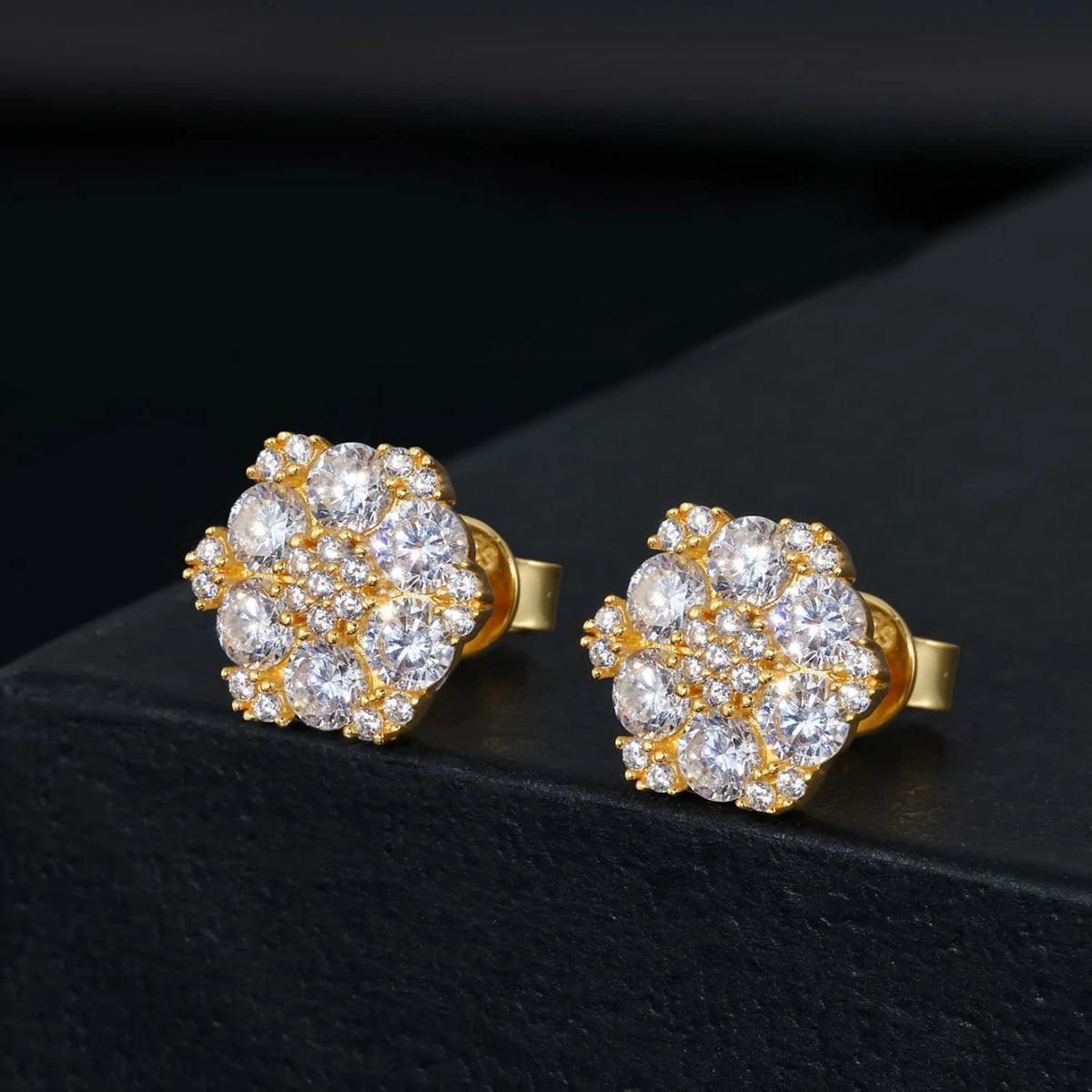 S925 Moissanite Vivid Flower Stamen Stud Earrings