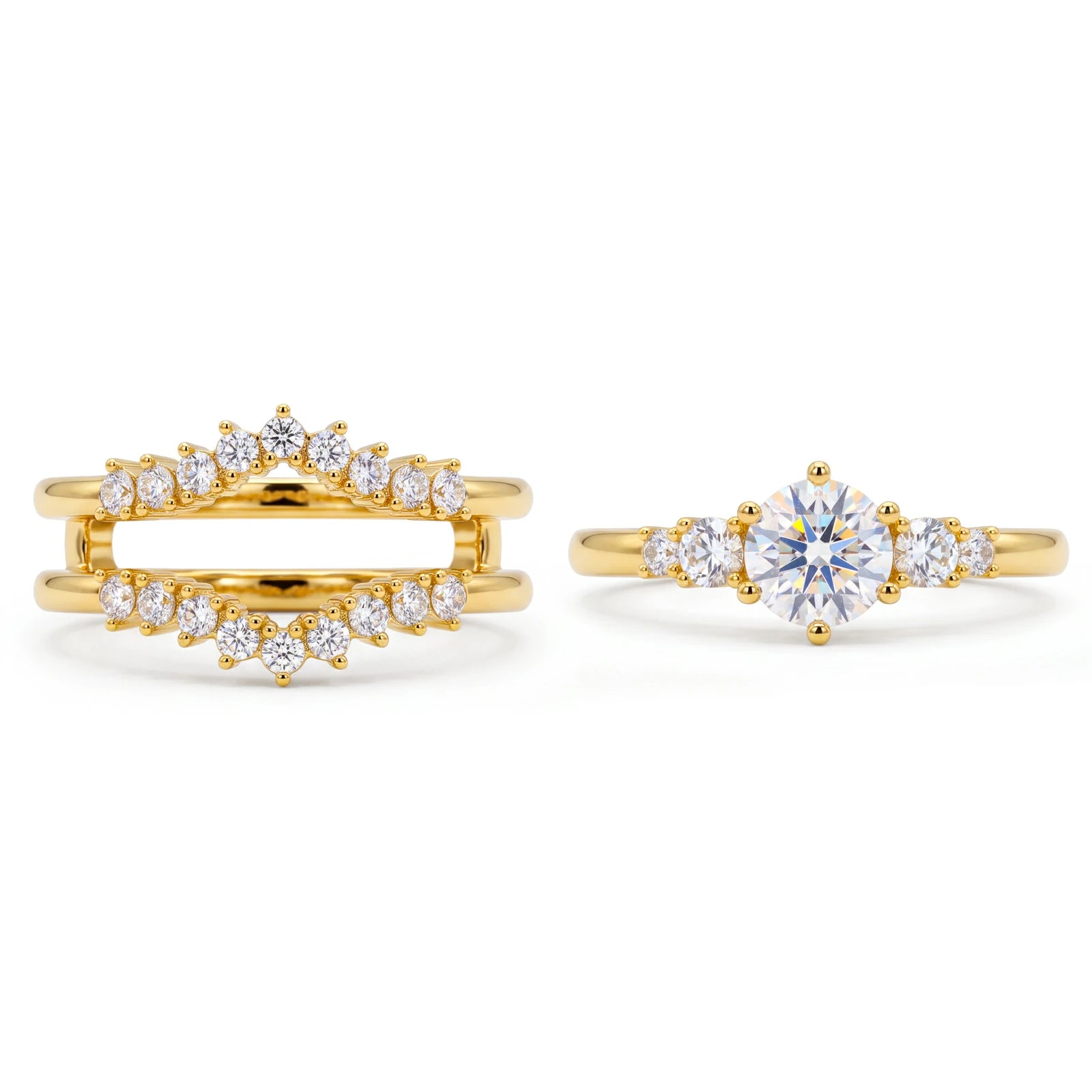 S925 Moissanite Three-stone Ring Set