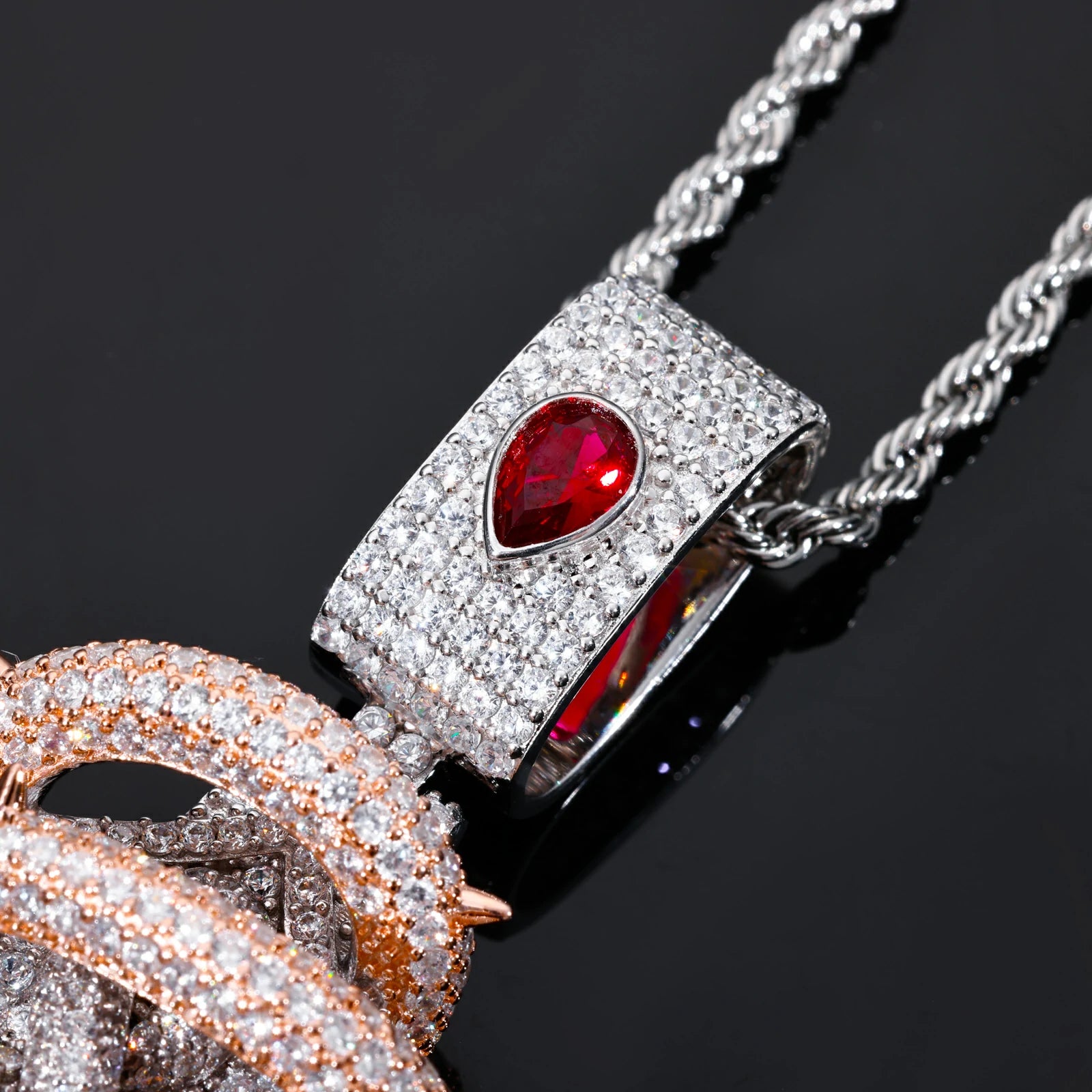 Oversized 2 Tone Thorn Wrapped Cross Pendant
