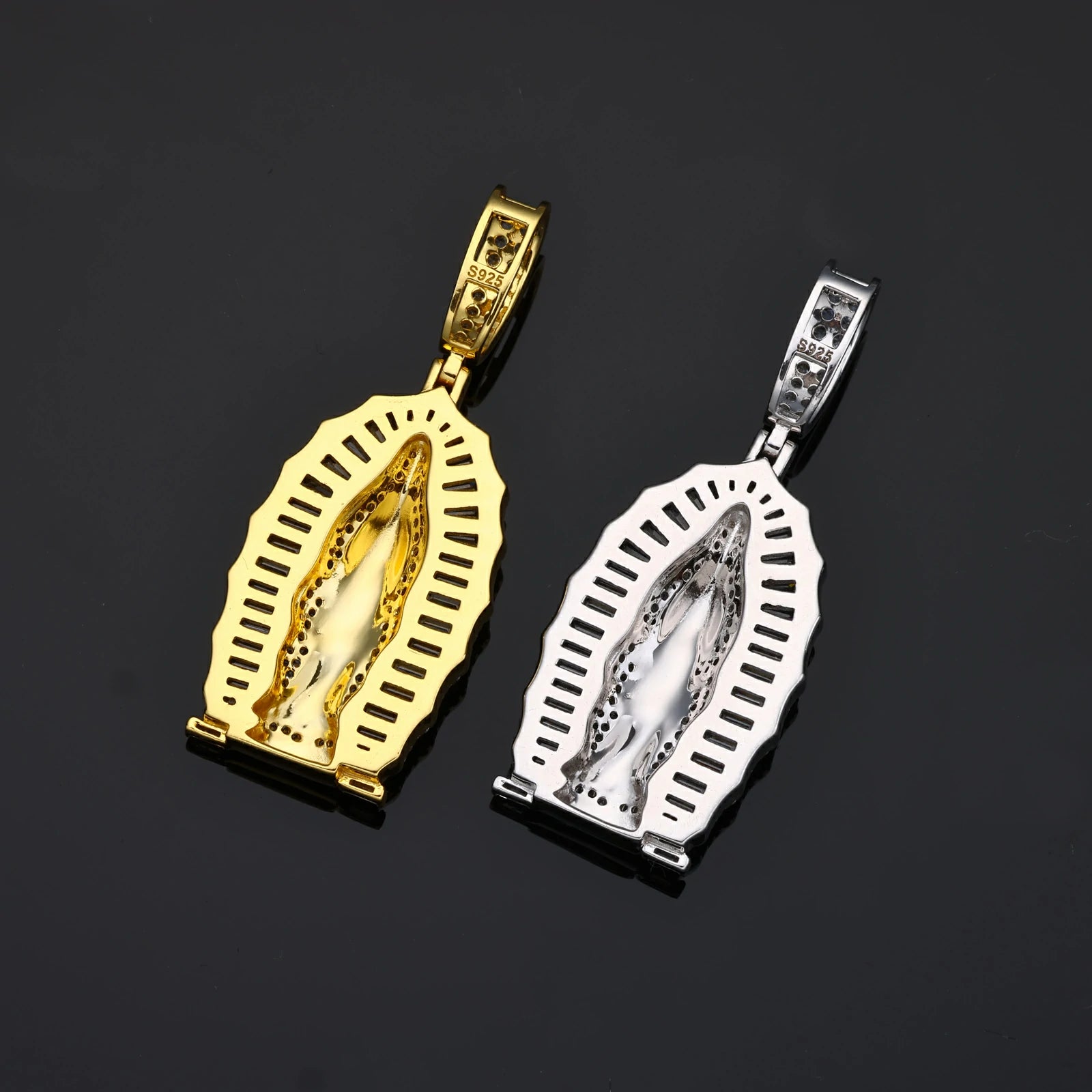 S925 Baguette Moissanite Our Lady of Guadalupe Pendant