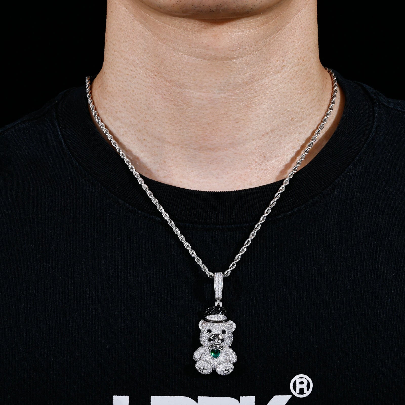 S925 Moissanite Family The Three Lucky Bears Pendant