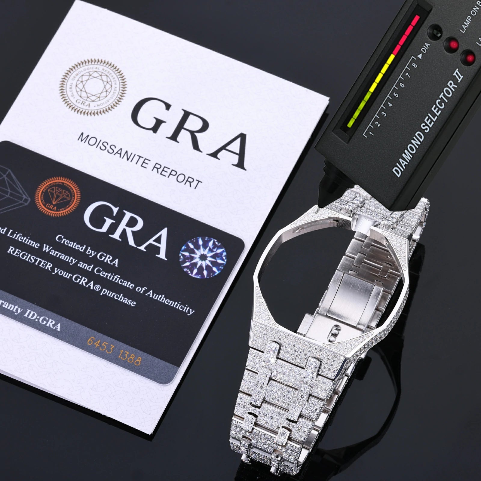 Stainless Steel Moissanite Watch Bezel and Band Set for Royal Pop