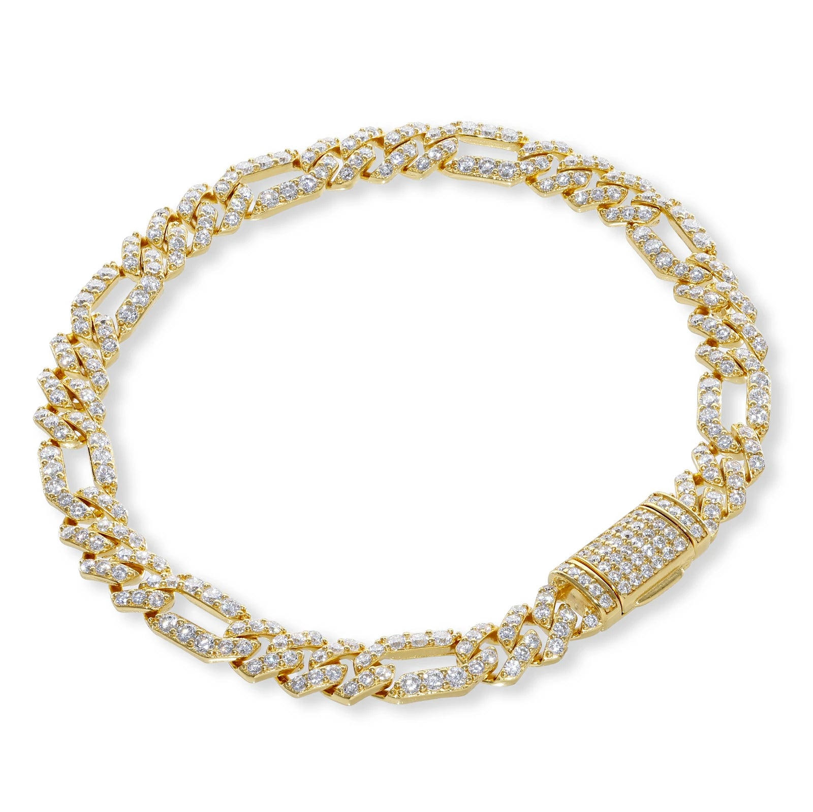6mm 925 sterling silver moissanite figaro cuban link bracelet in gold color