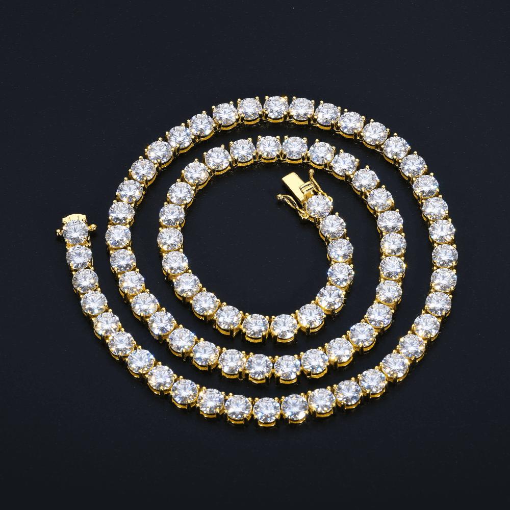 6mm moissanite tennis chain in gold