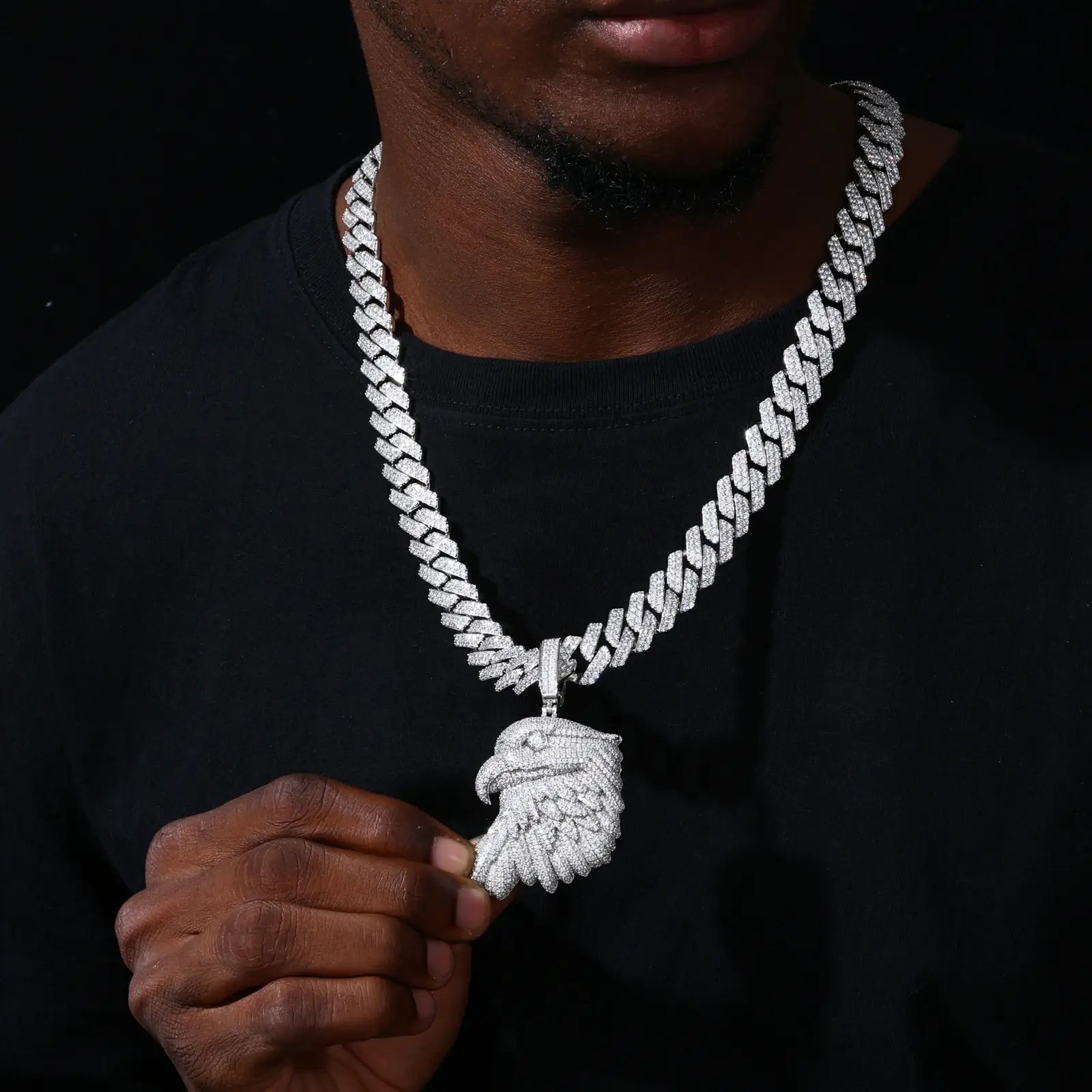 S925 Moissanite Bald Eagle Head Pendant