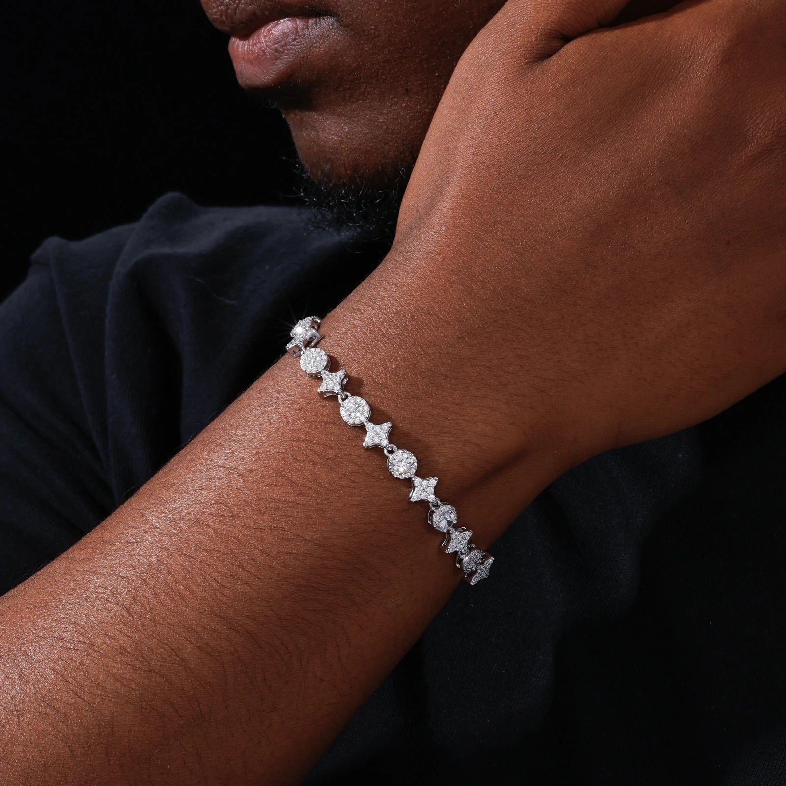 8mm S925 Moissanite Star Halo Tennis Bracelet