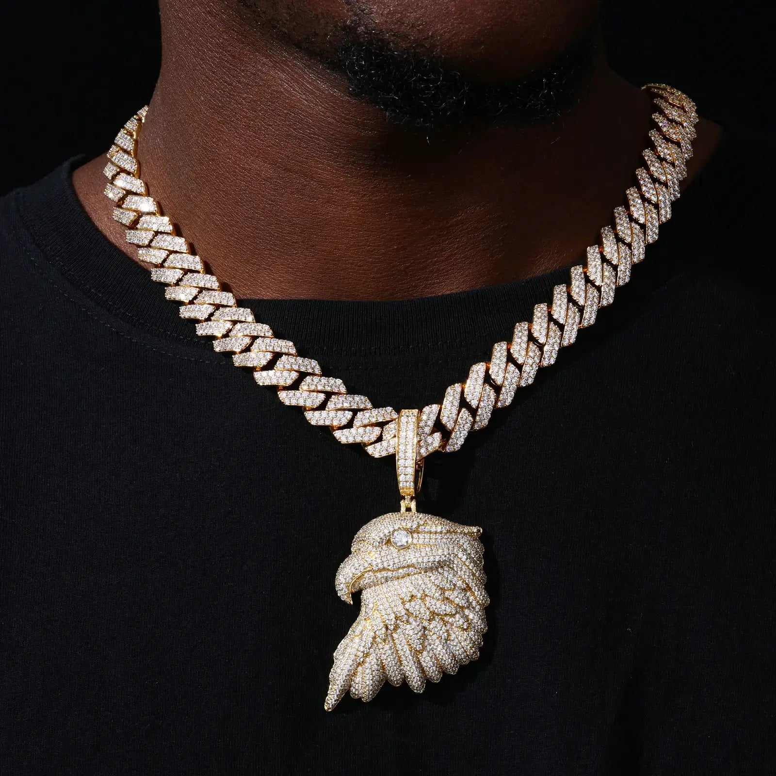 S925 Moissanite Bald Eagle Head Pendant