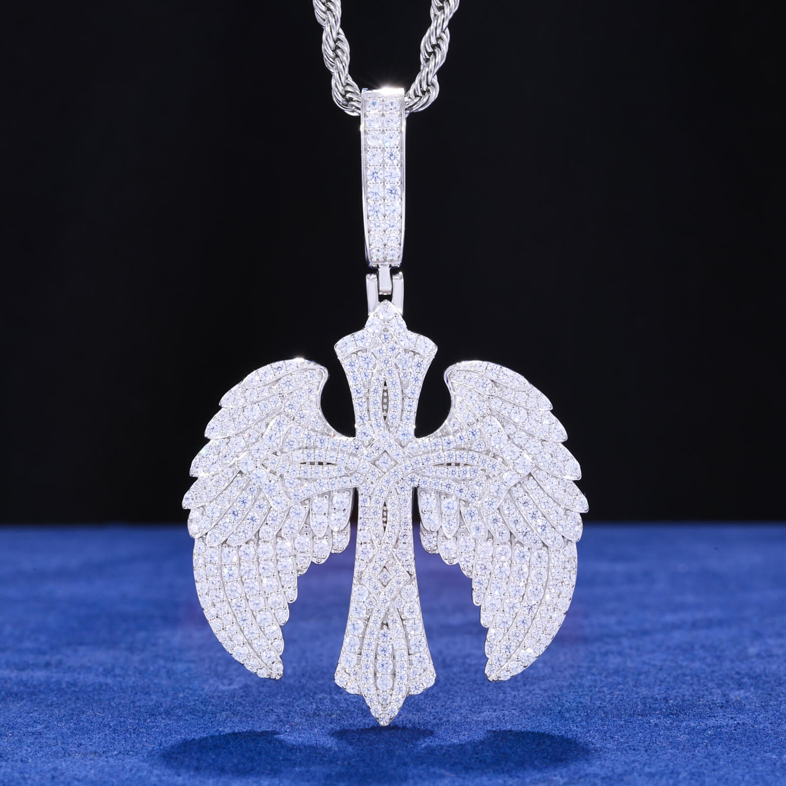 S925 Moissanite Celtic Cross Wing Pendant