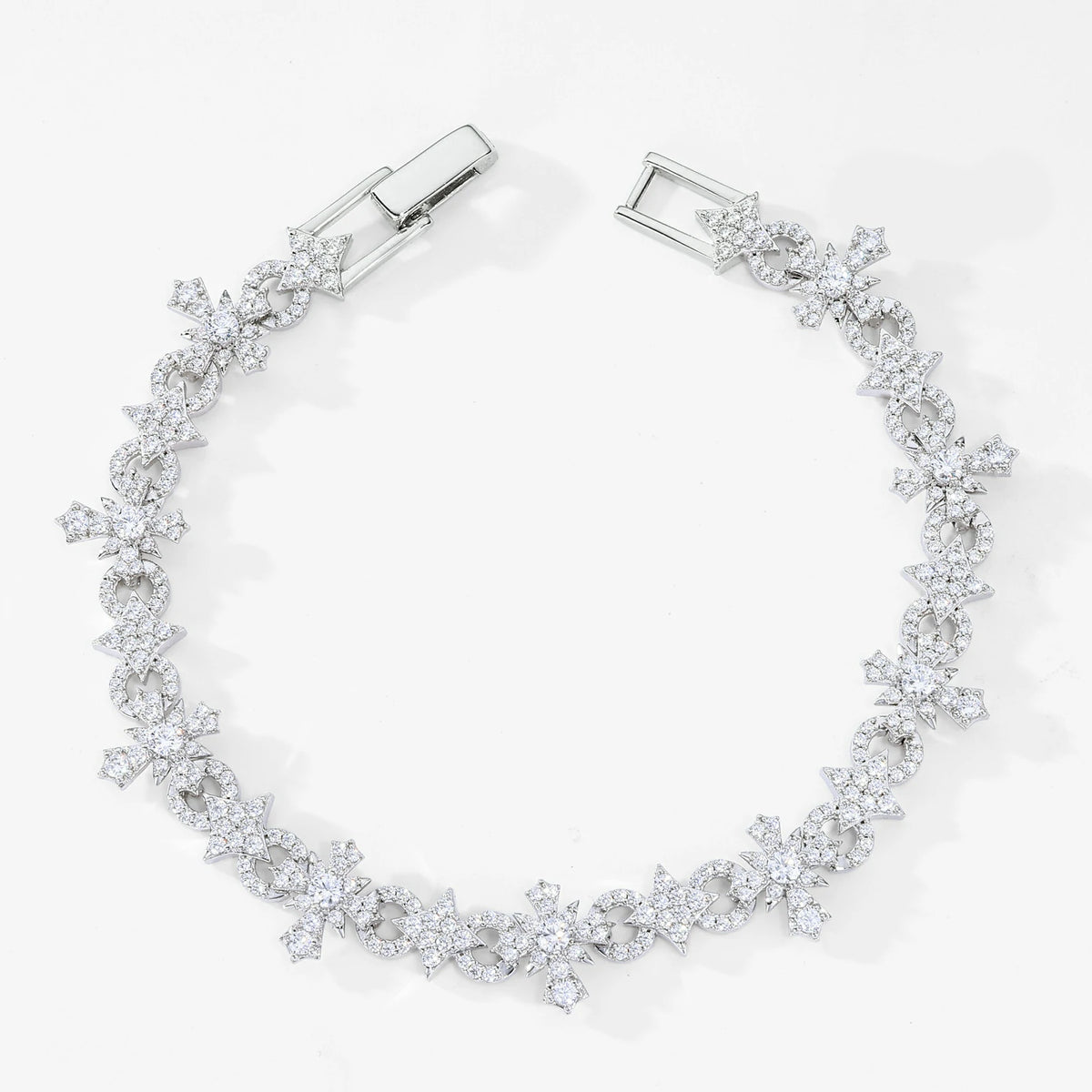 10mm S925 MoissaniteFour-pointed Star Cross Tennis Bracelet