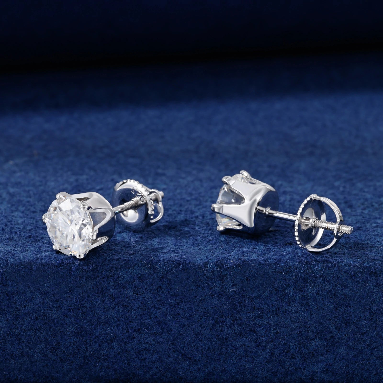 S925 6 Prong Setting Moissanite Solitaire Stud Earrings