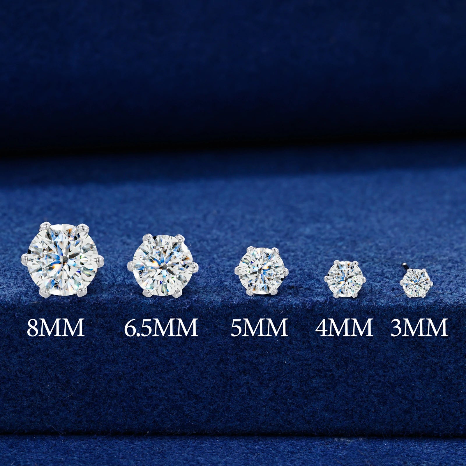 S925 6 Prong Setting Moissanite Solitaire Stud Earrings