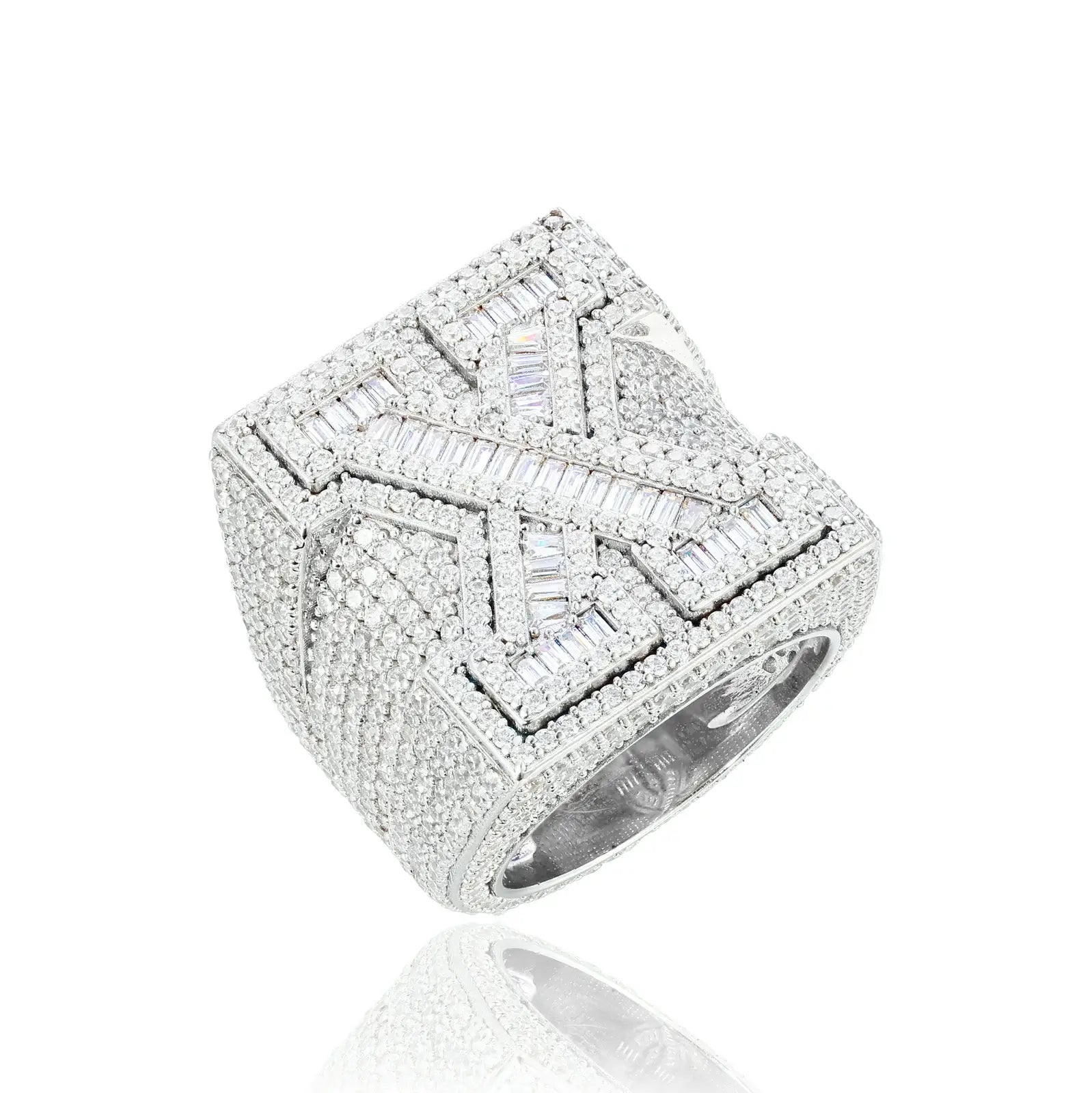 S925 Baguette Moissanite Initial Letter Ring