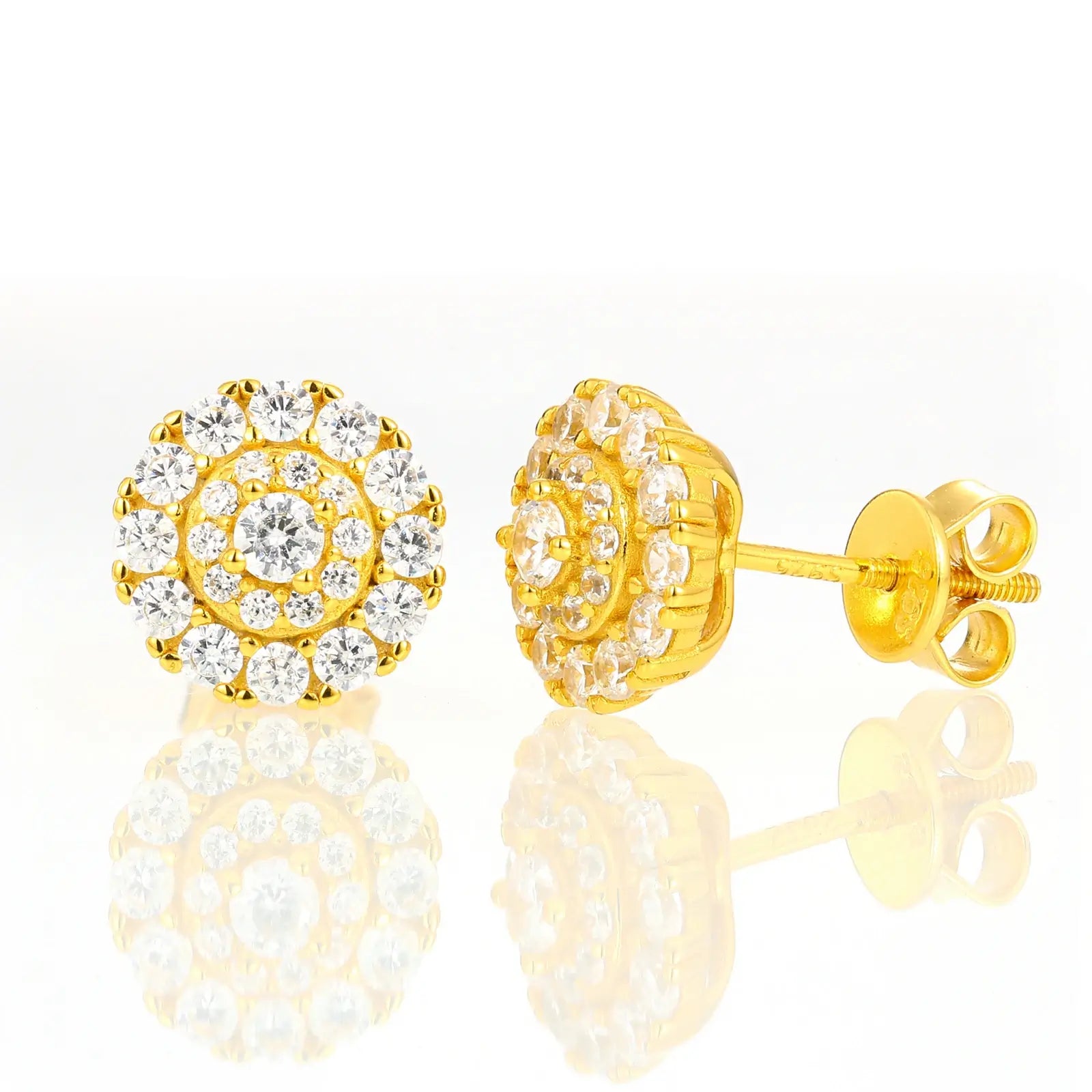 S925 Moissanite 3 Layers Halo Stud Earrings