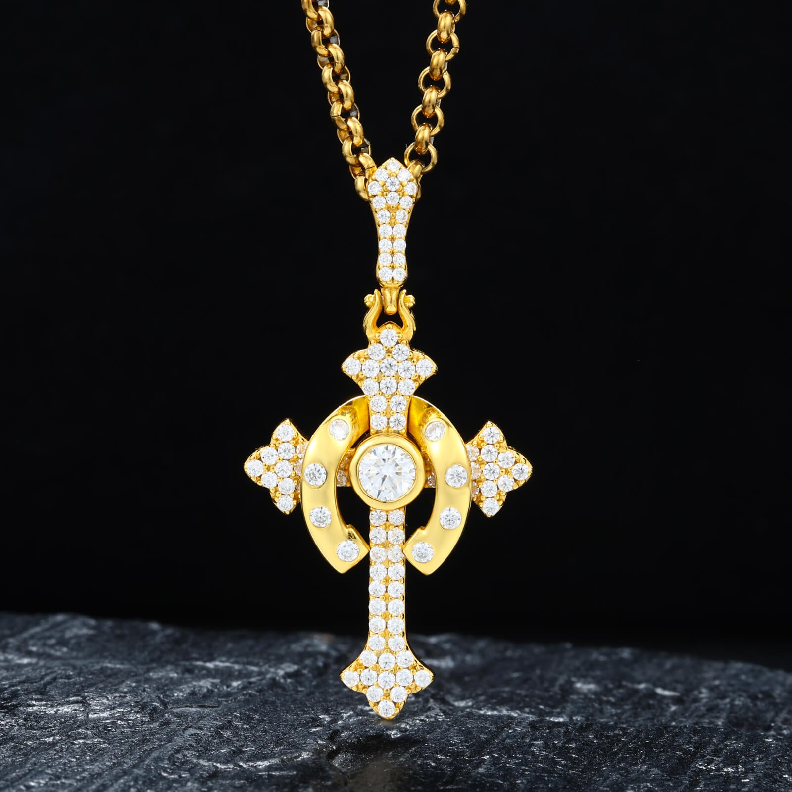 S925 Moissanite Horseshoe Scepter Pendant