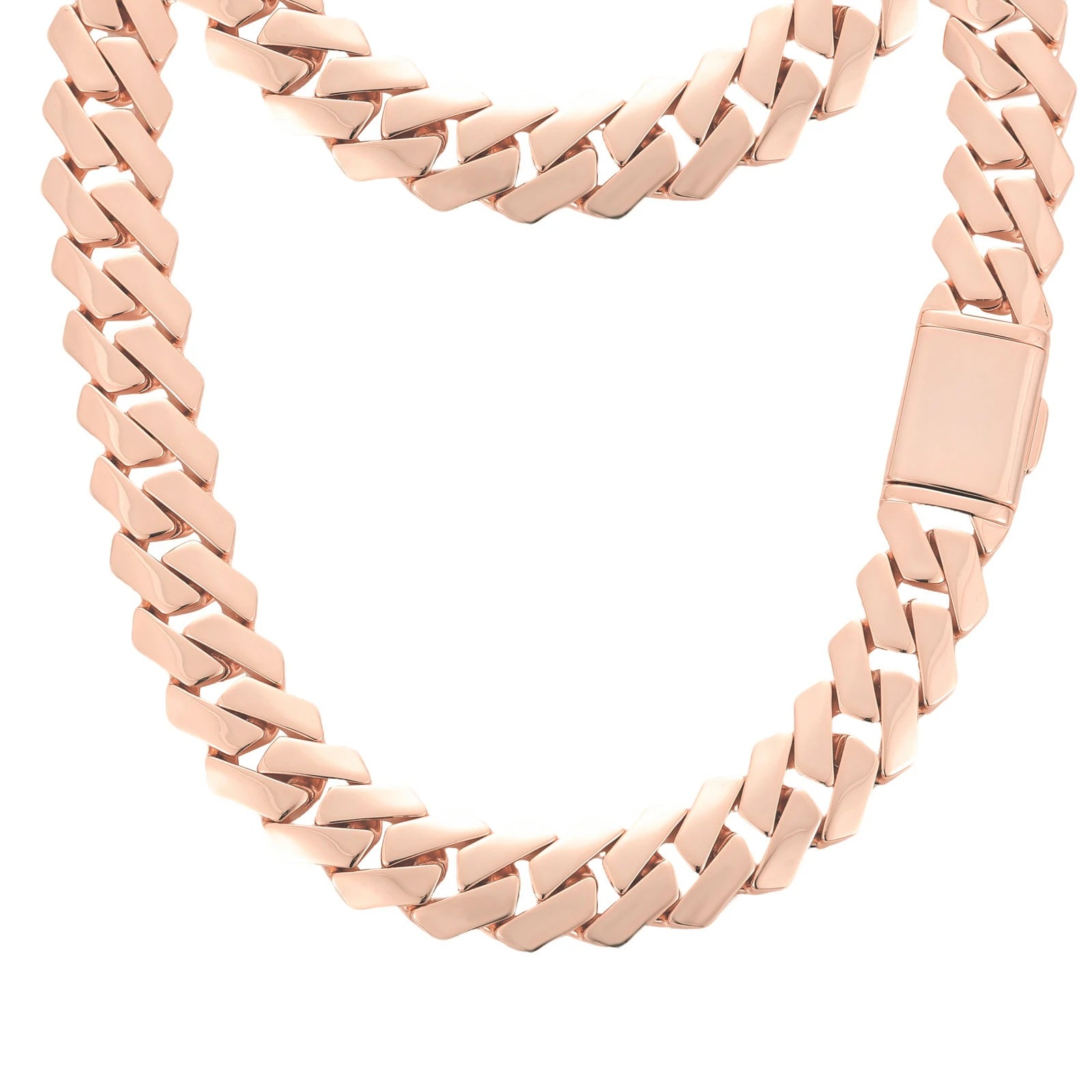 22mm Rose Gold Heavy Rhombus Miami Cuban Link Chain
