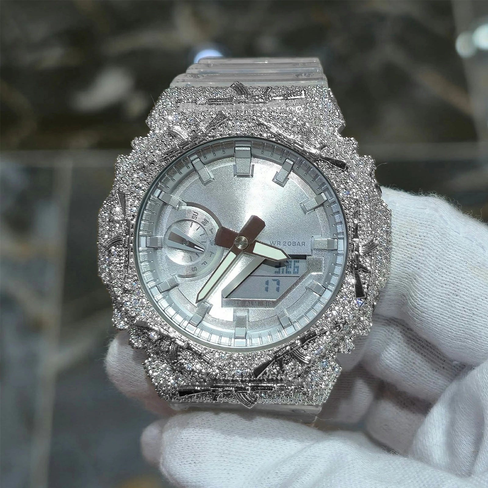 S925 Moissanite AK 47 Watch Bezel for GA2100 Series