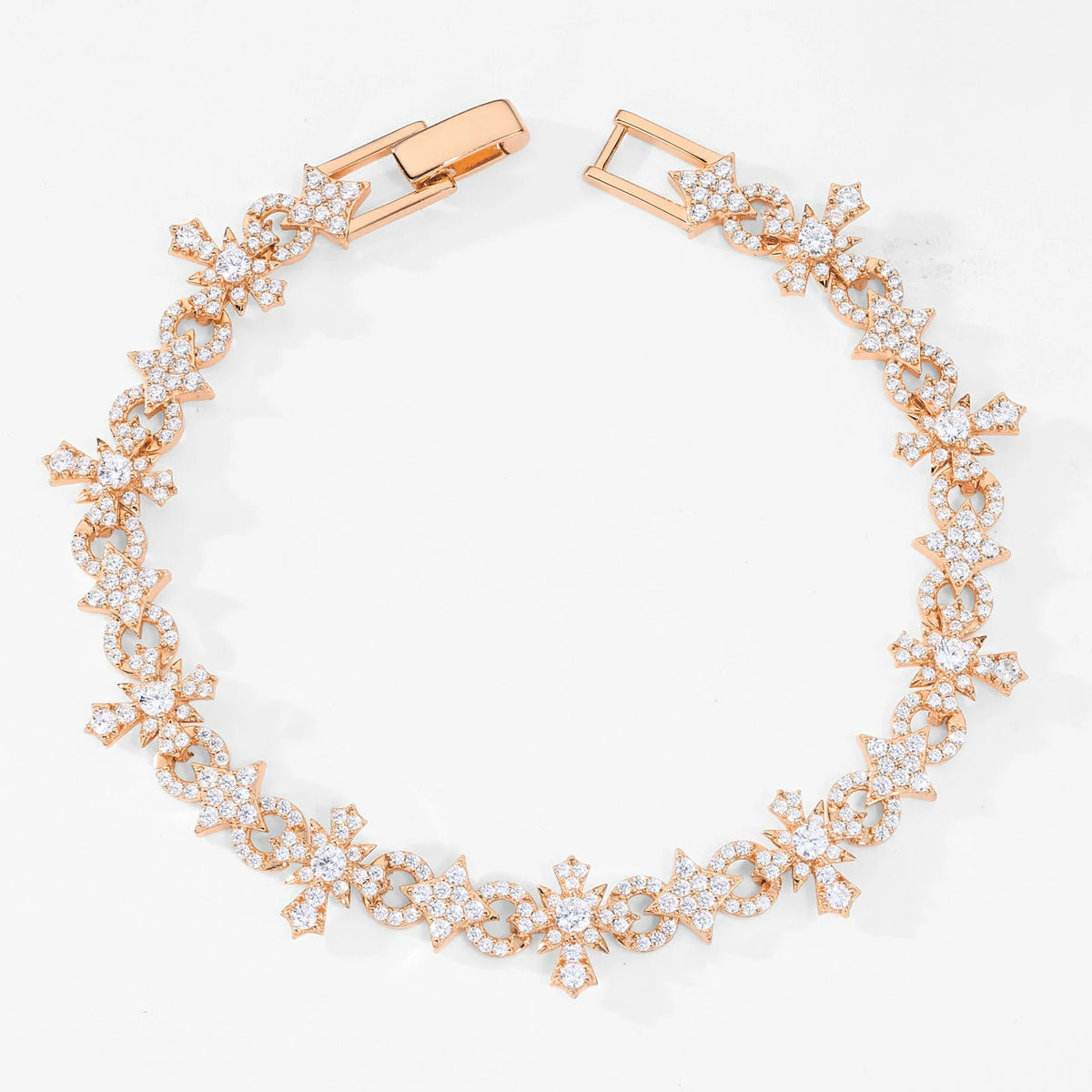 10mm S925 MoissaniteFour-pointed Star Cross Tennis Bracelet