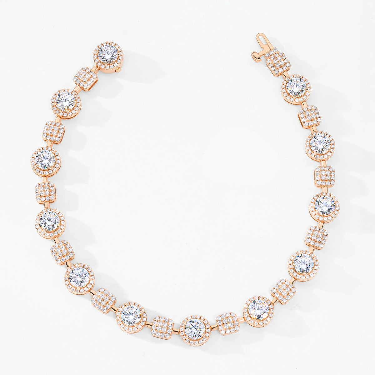 7.5mm S925 Moissanite Square Halo Tennis Bracelet