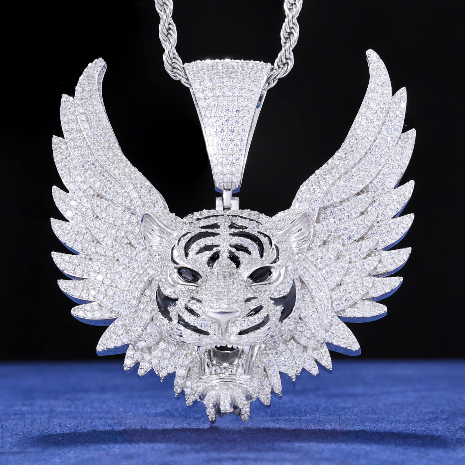 Celestial Tiger – Sterling Silver & Moissanite Pendant S925