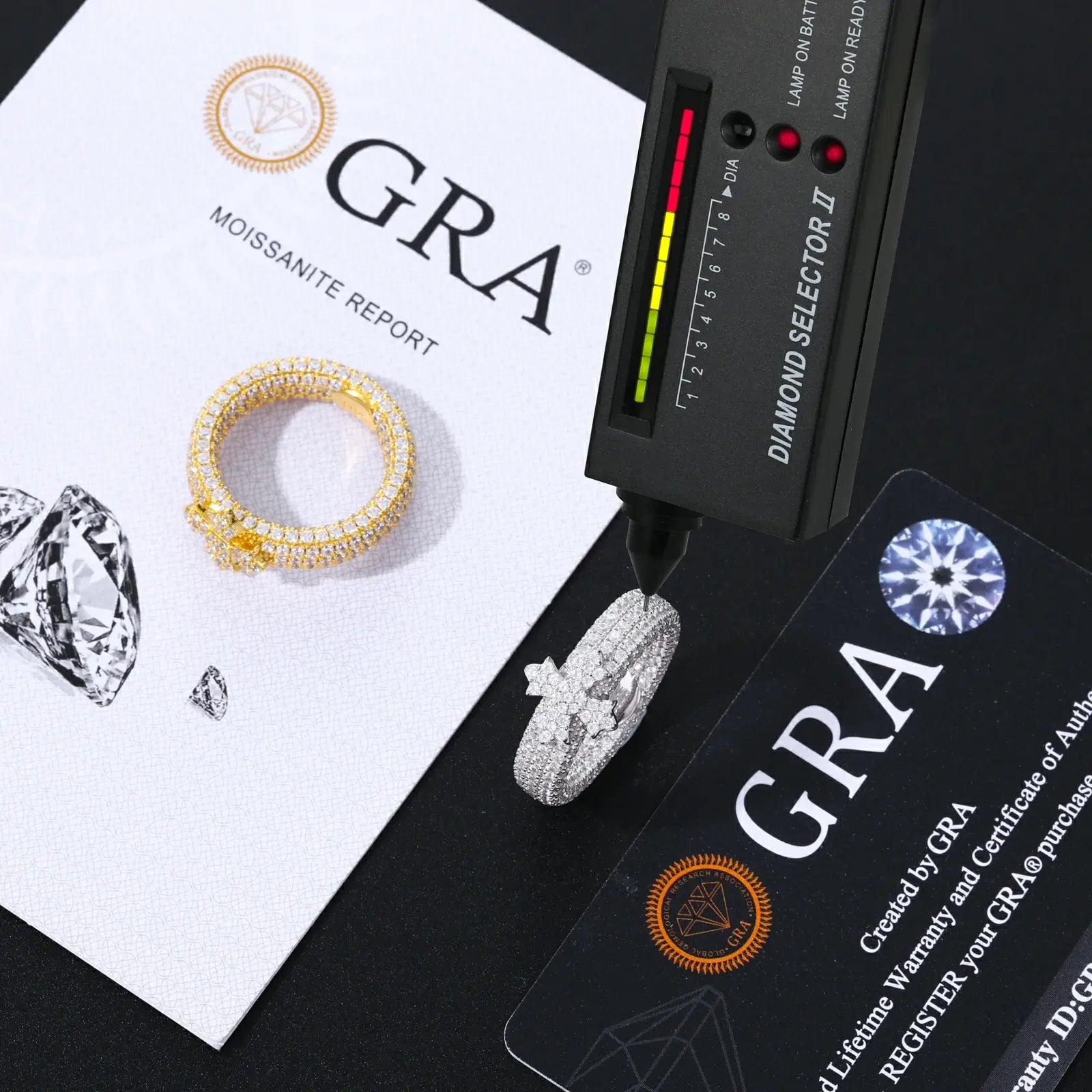 S925 Micro Pave Moissanite Band Ring With Chrome Heart