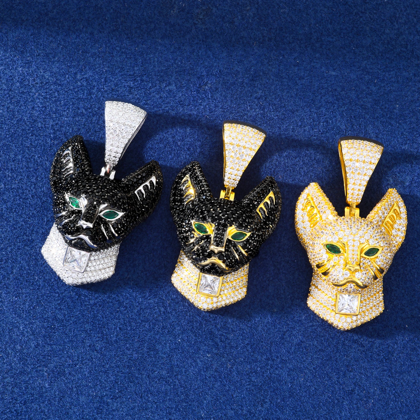 S925 Moissanite Egyptian Guardian Cat Pendant